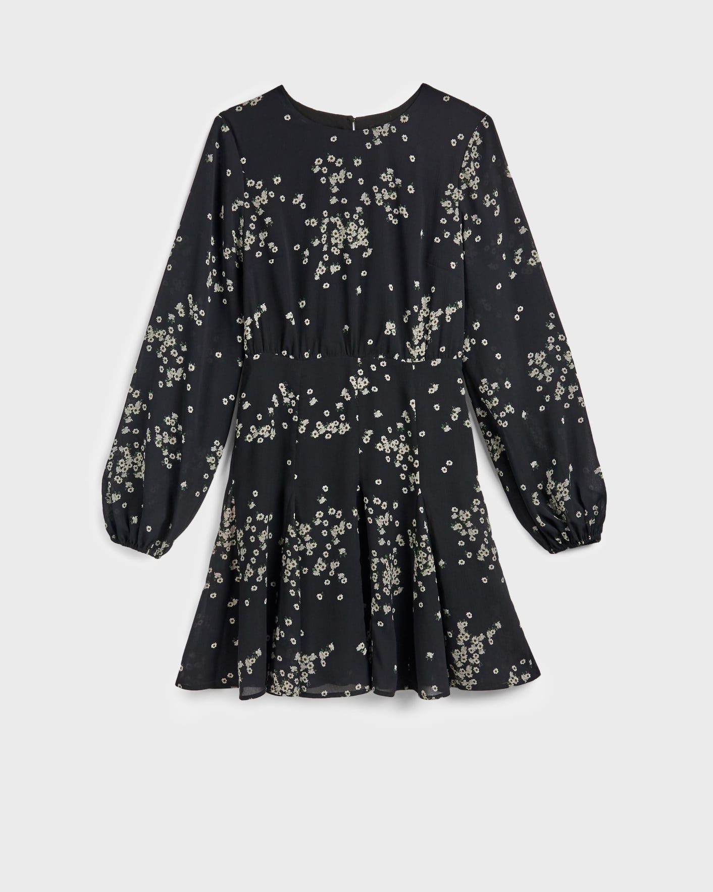 Black Elderflower Godet Pleated Mini Dress Ted Baker