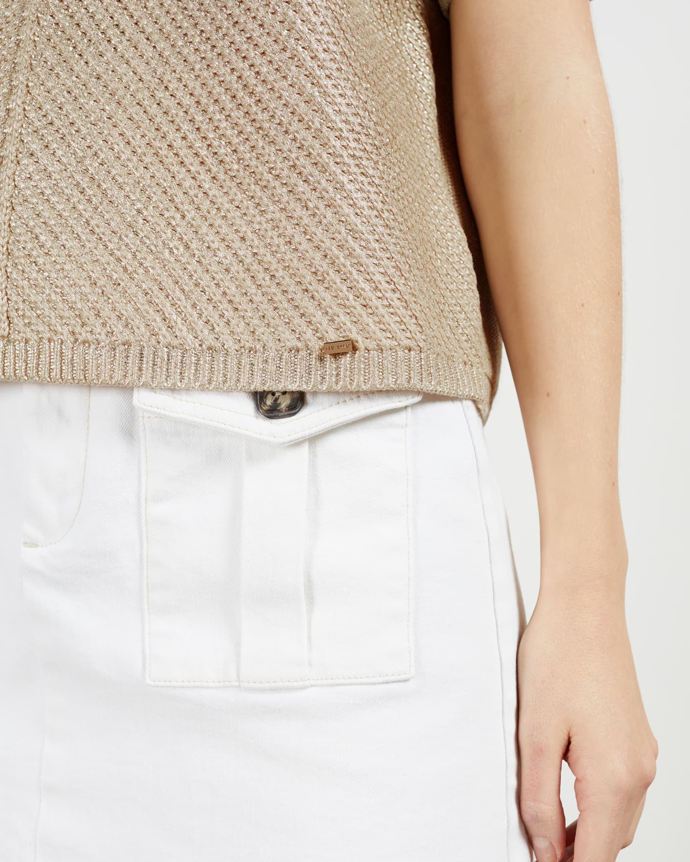 Metallic Relaxed Metallic Knitted Top Ted Baker