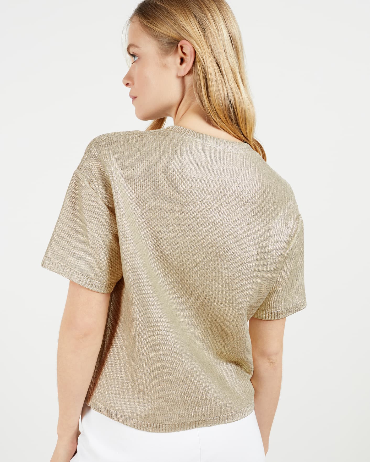 Metallic Relaxed Metallic Knitted Top Ted Baker
