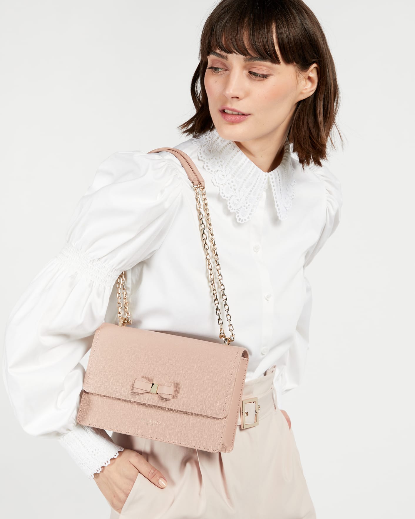 Ted Baker London, Bags, Ted Baker Gold Tone Chain Leather Bag