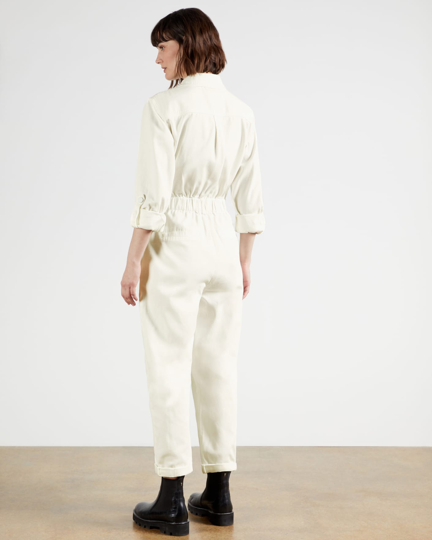 Cream Cotton Twill Jumpsuit Ted Baker