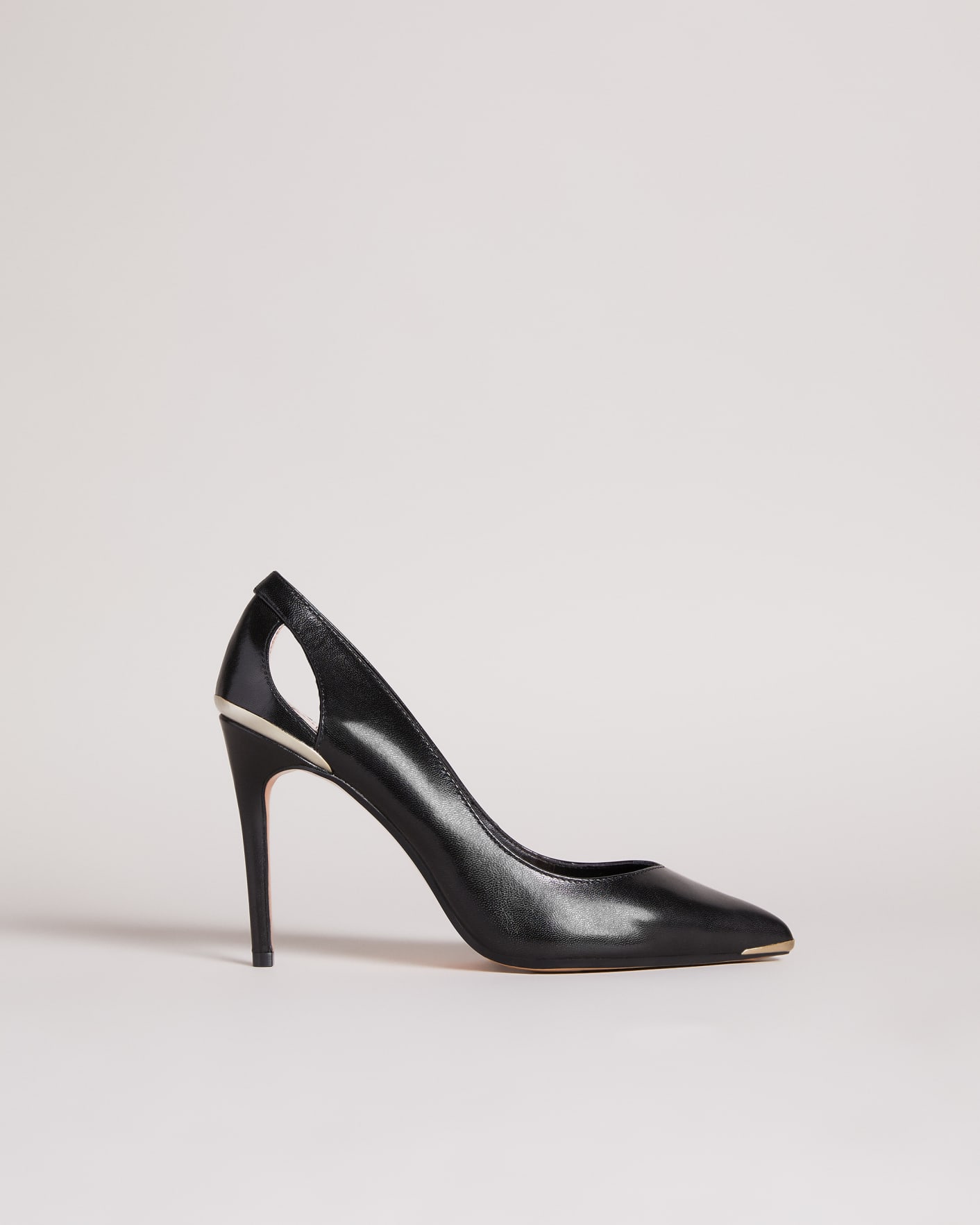 Black Leather Cut Out High Heel Court shoe Ted Baker