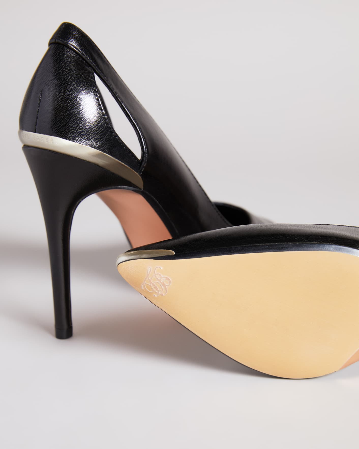 Black Leather Cut Out High Heel Court shoe Ted Baker