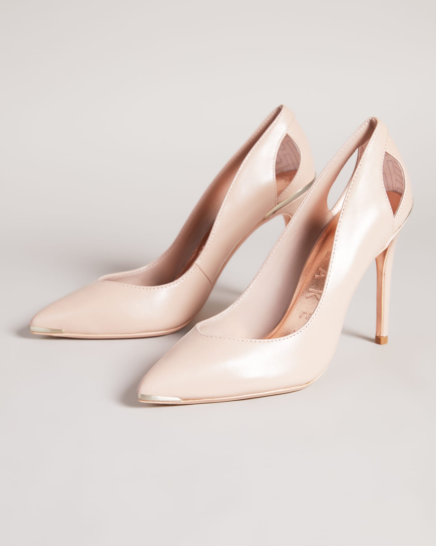 Light Pink Leather Cut Out High Heel Court shoe Ted Baker