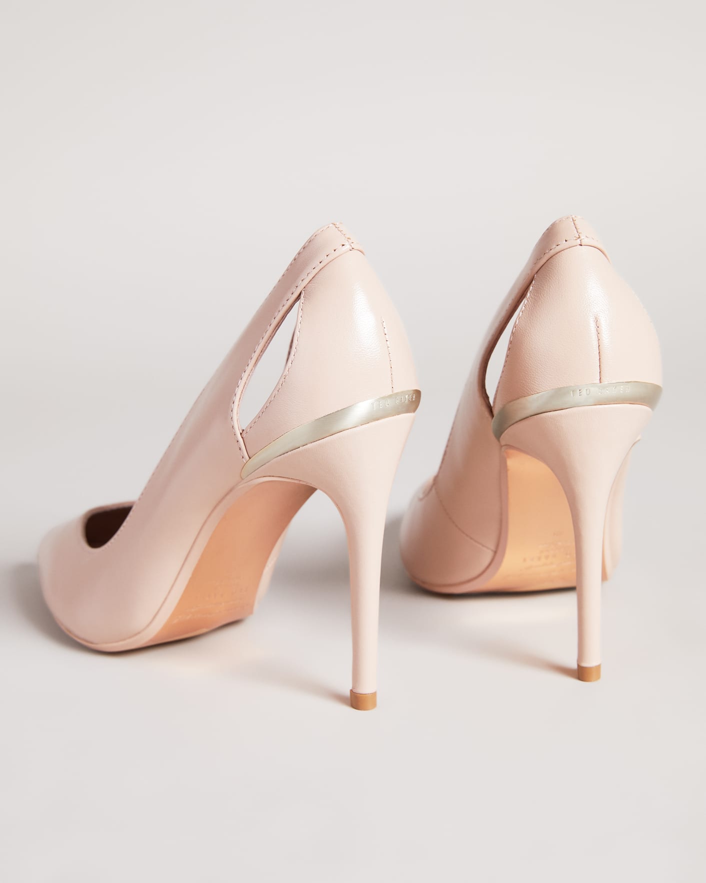 Light Pink Leather Cut Out High Heel Court shoe Ted Baker