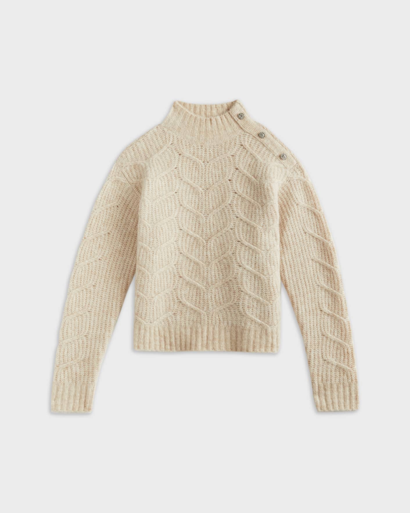 Camel Chunky cable button detail sweater Ted Baker