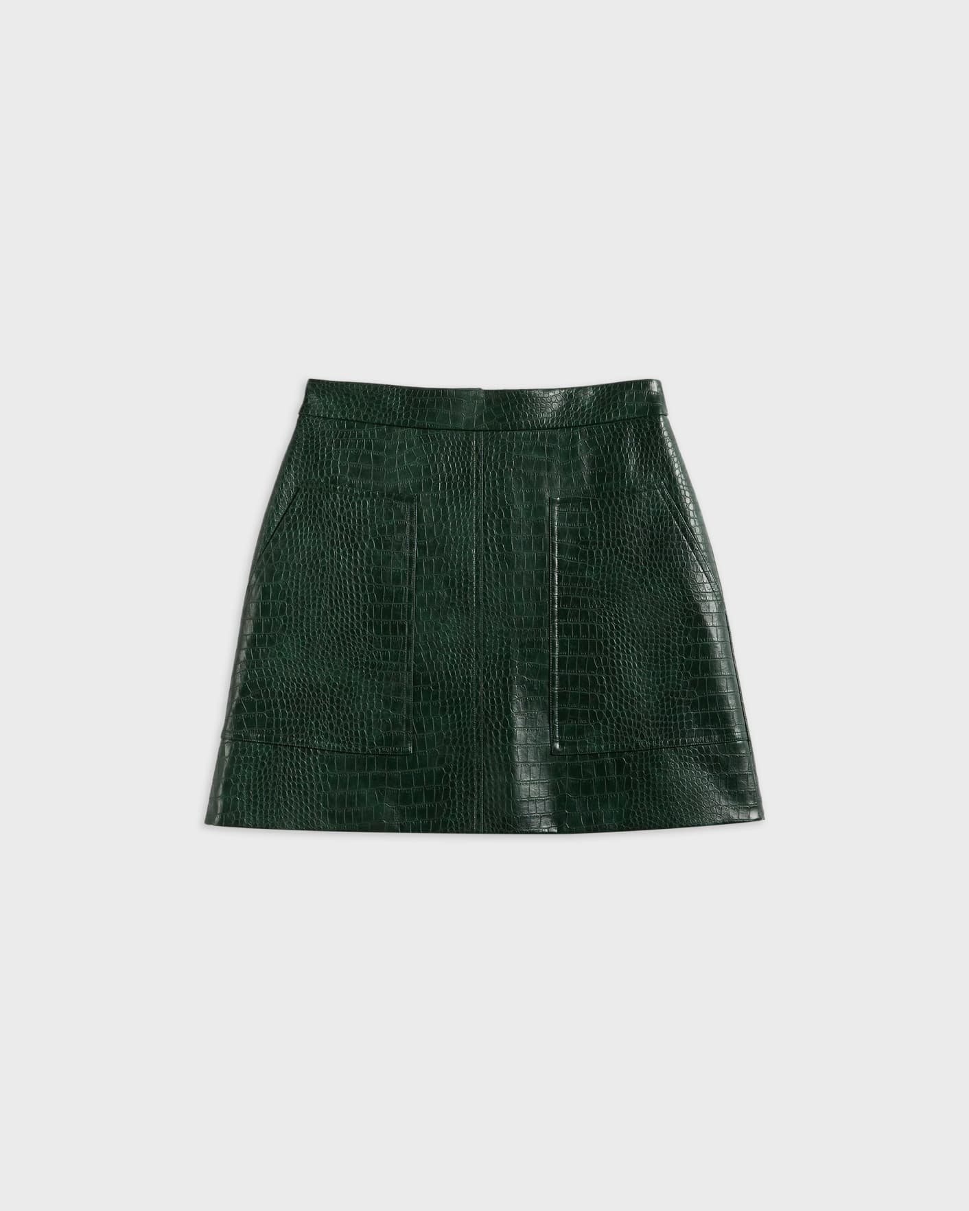 Dark Green Pleather Mini Skirt Ted Baker