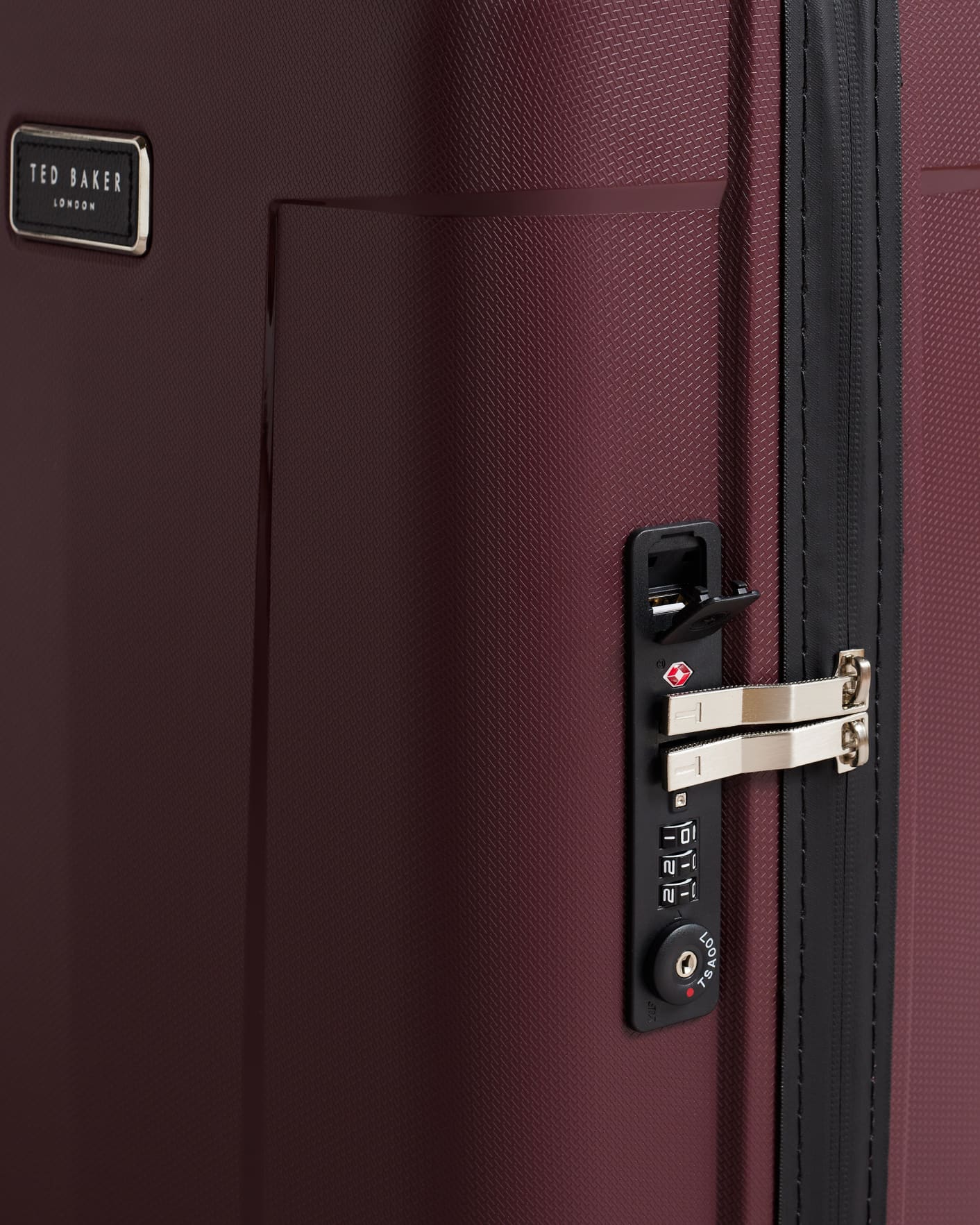 Dark Red Wheeled Trolley Suitcase Ted Baker