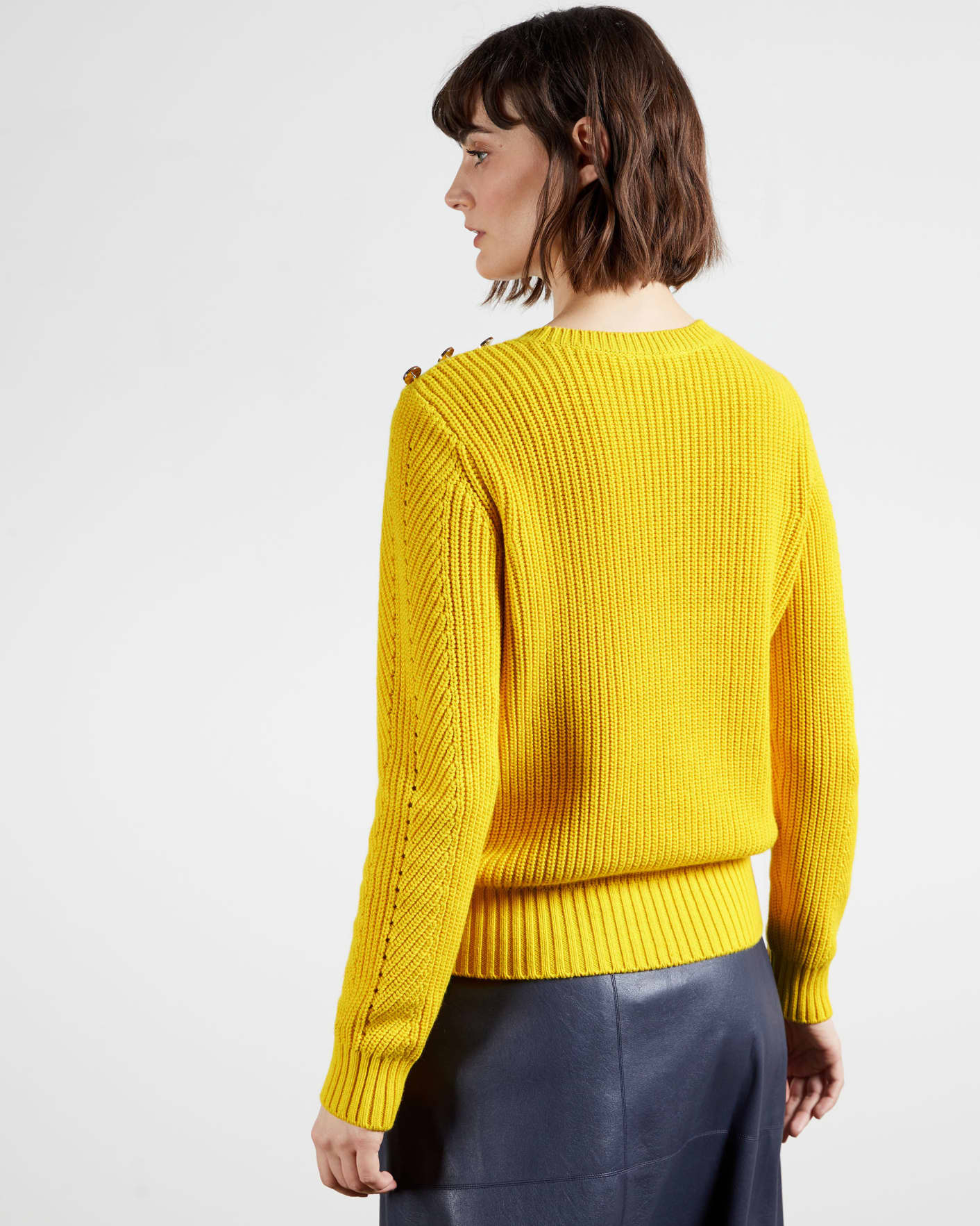 Yellow Button Detail Sweater Ted Baker