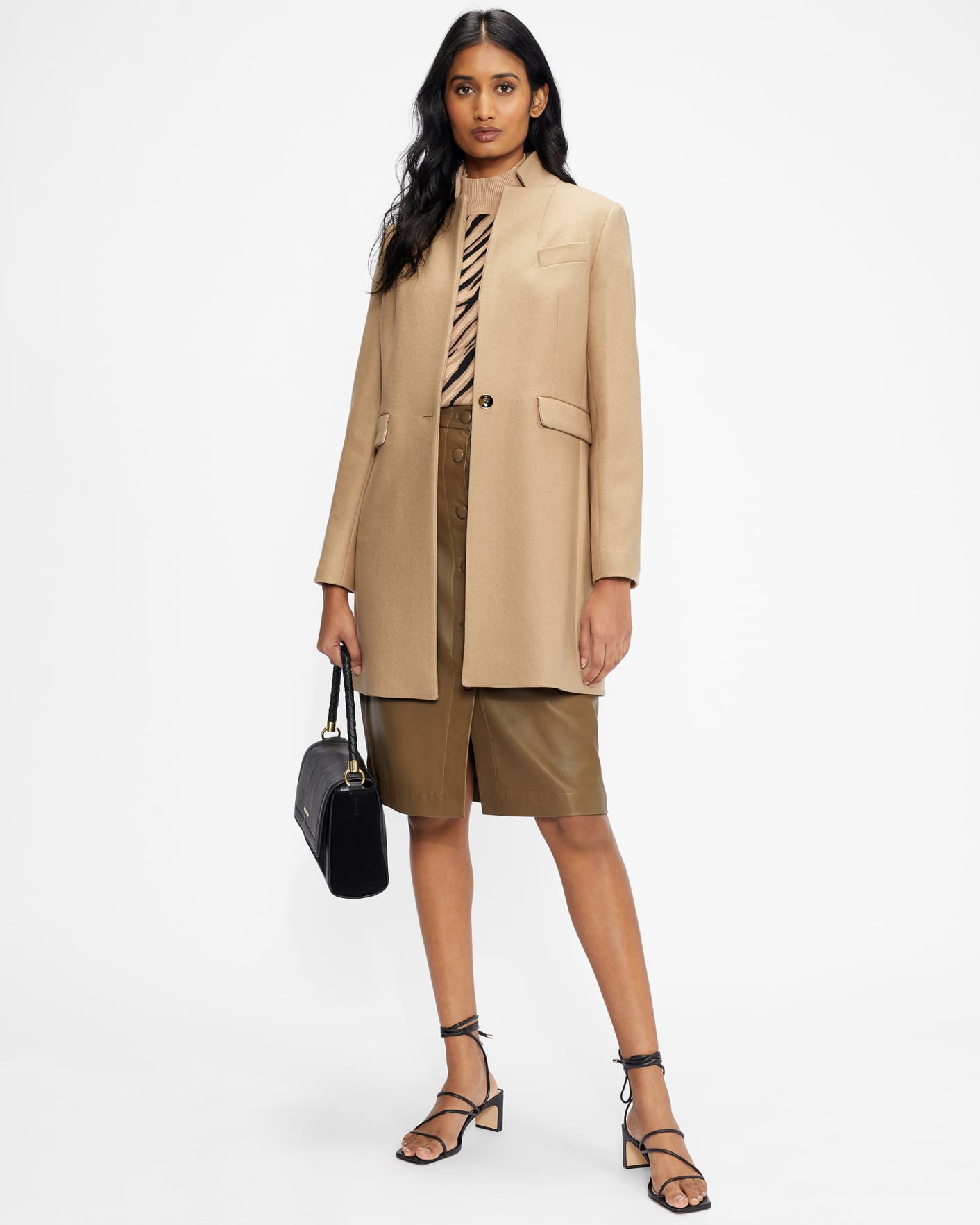 Camel Straight Tailored Coat Ted Baker