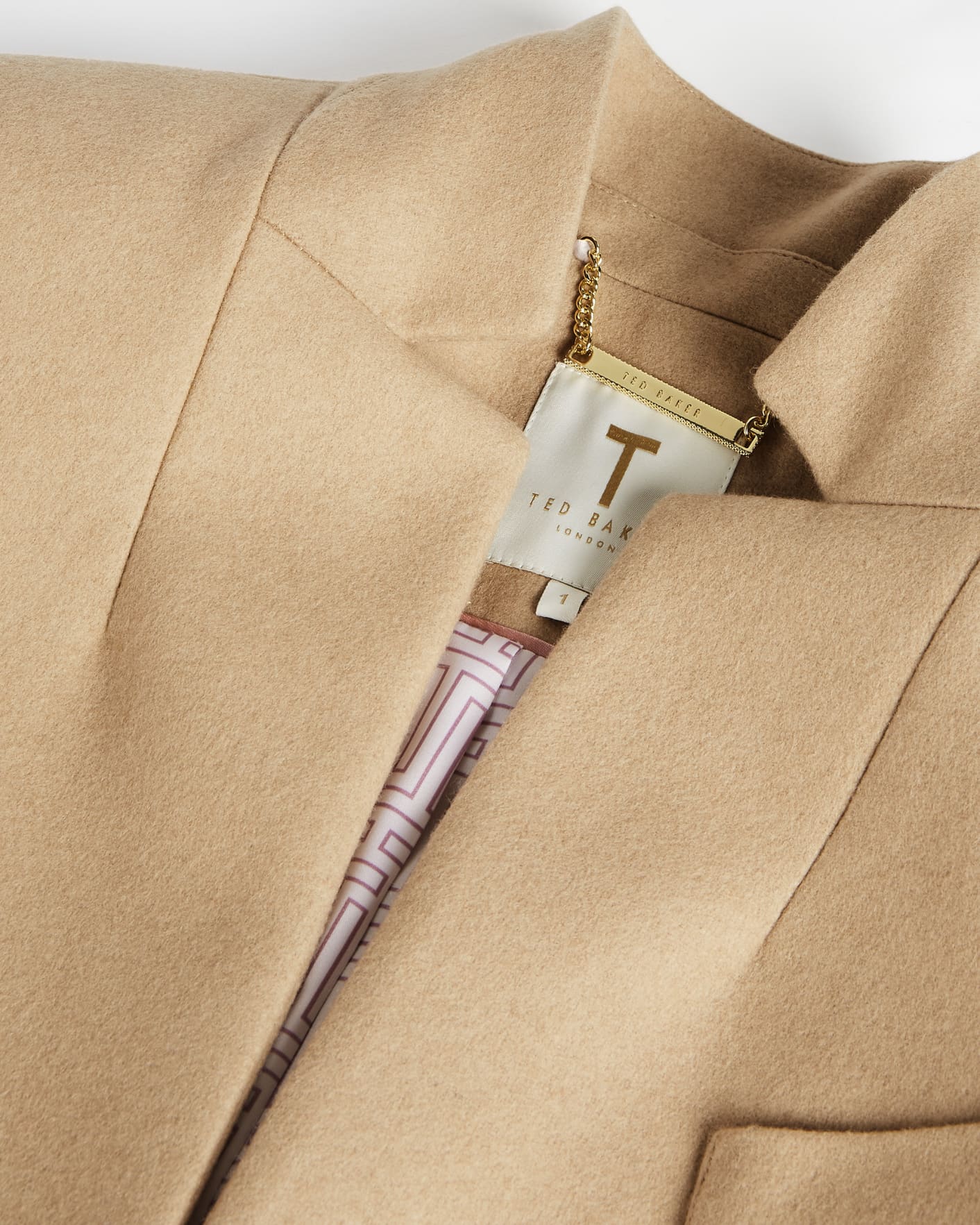 Camel Straight Tailored Coat Ted Baker