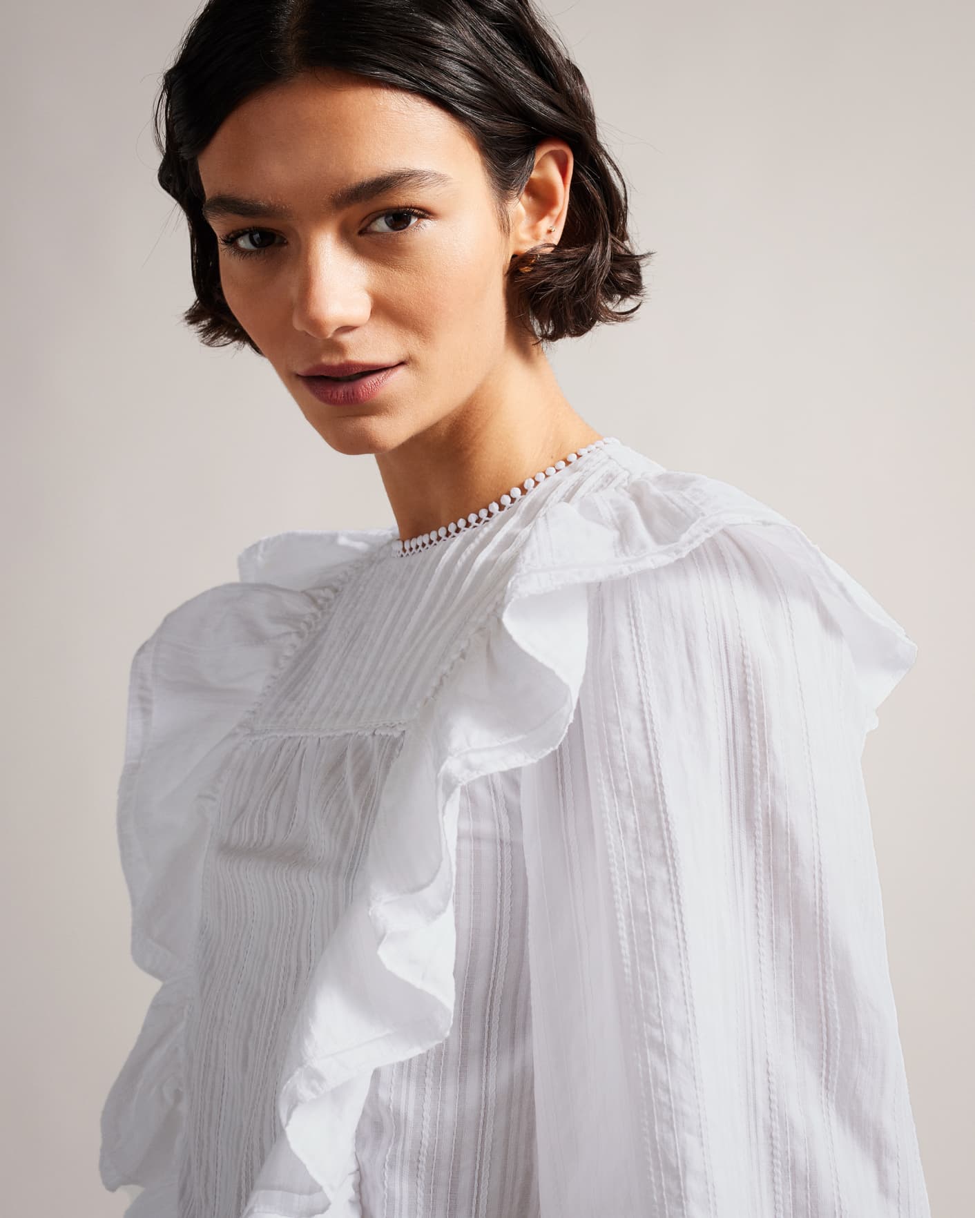 Ivory Double Frill Blouse Ted Baker