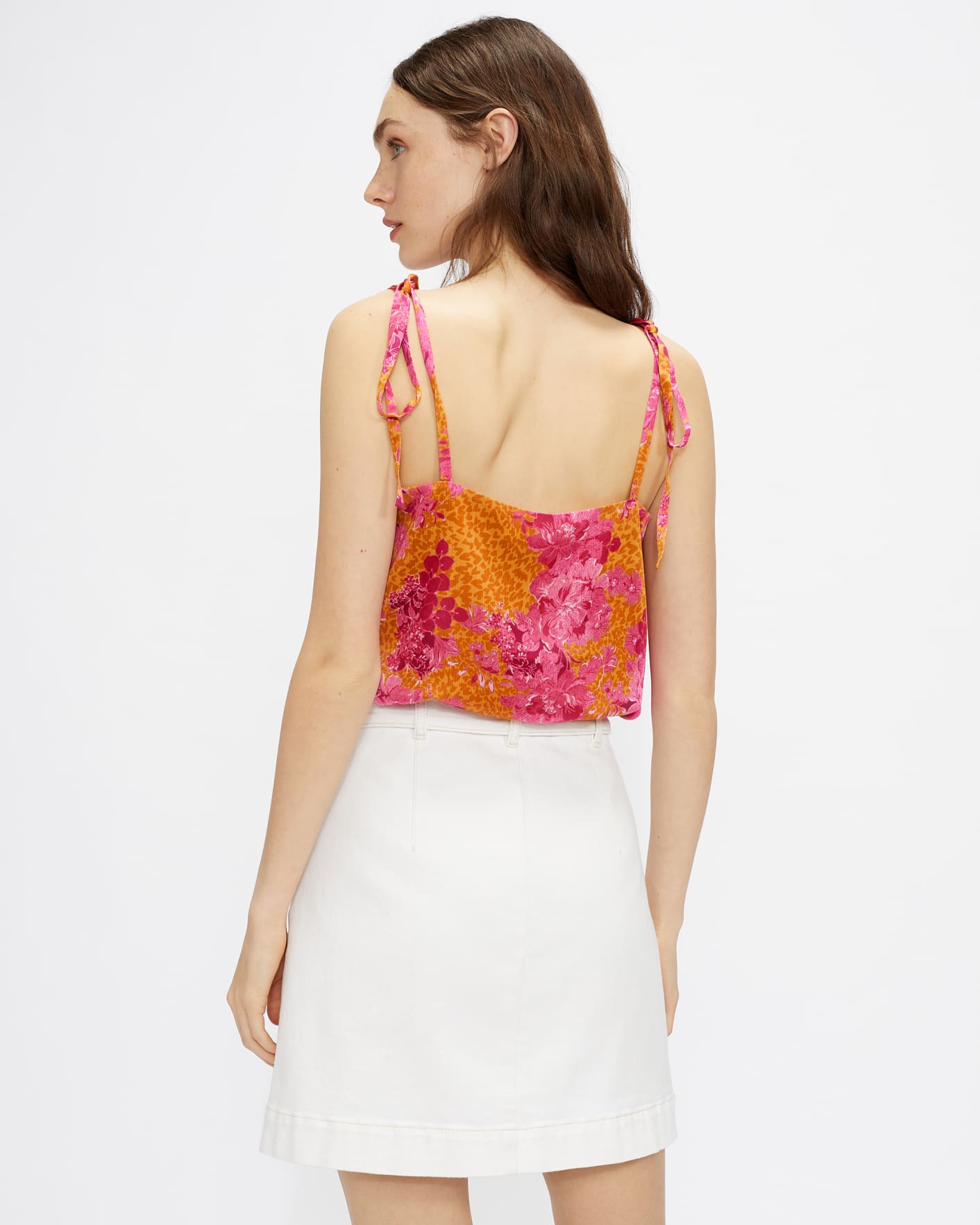 Yellow Bow Detail Square Neck Cami Top Ted Baker