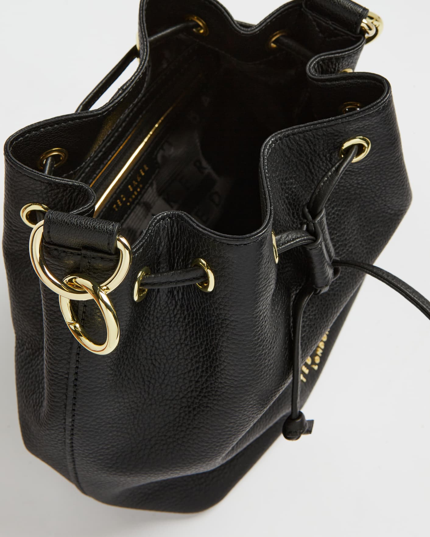 Ted Baker Aminah Webbing-strap Leather Bucket Bag in Black