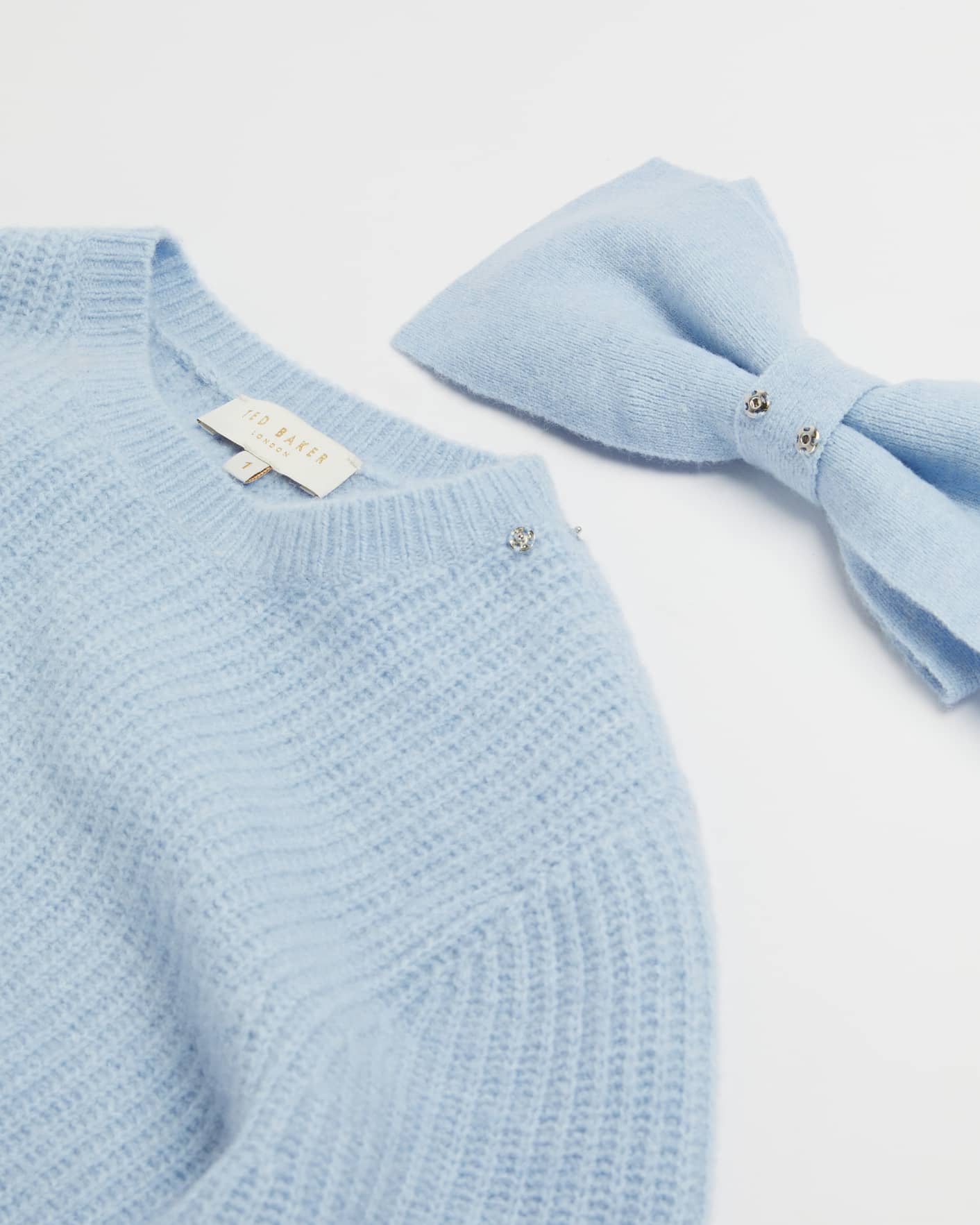 Light Blue Bow Detail Chunky Knit Ted Baker