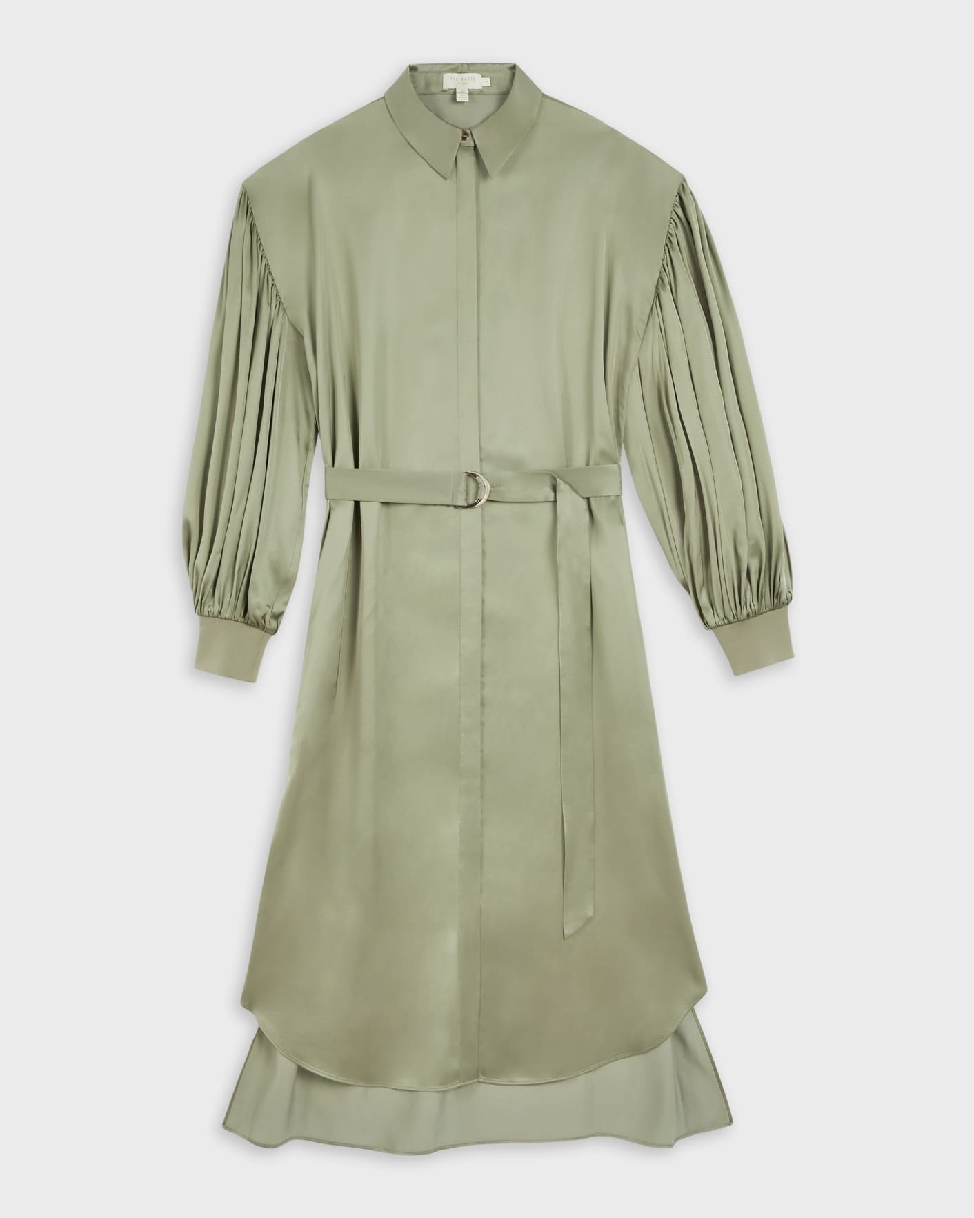 Pale Green Midi Shirt Dress with Blouson Sleeve Ted Baker
