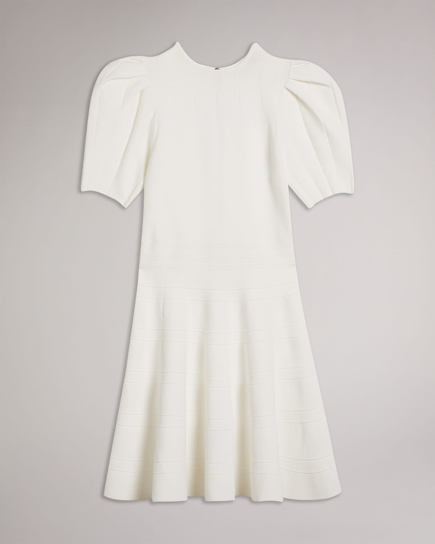 Ivory Puff Sleeve Dress With Engineered Skirt Ted Baker