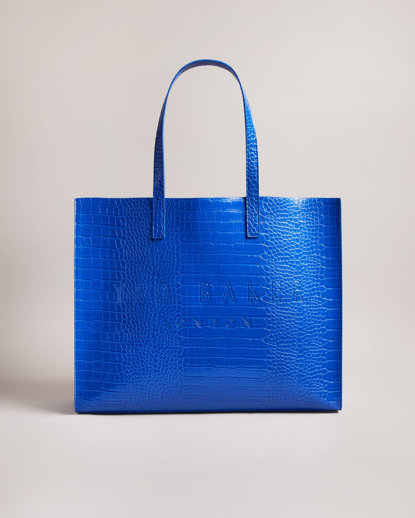 Women Blue Croc-Skin Patterned Small Tote Bag