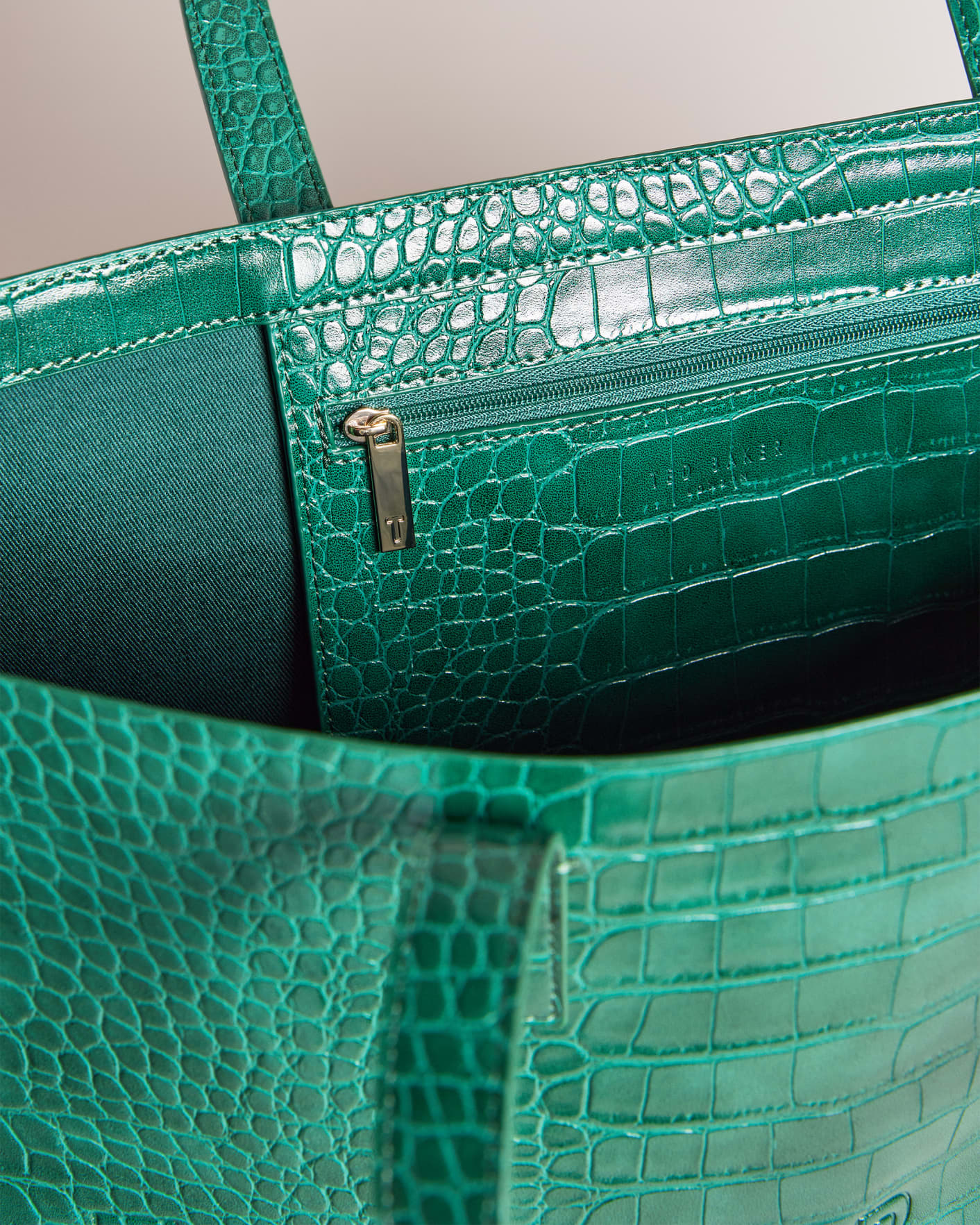 Green Mock croc icon tote bag Ted Baker