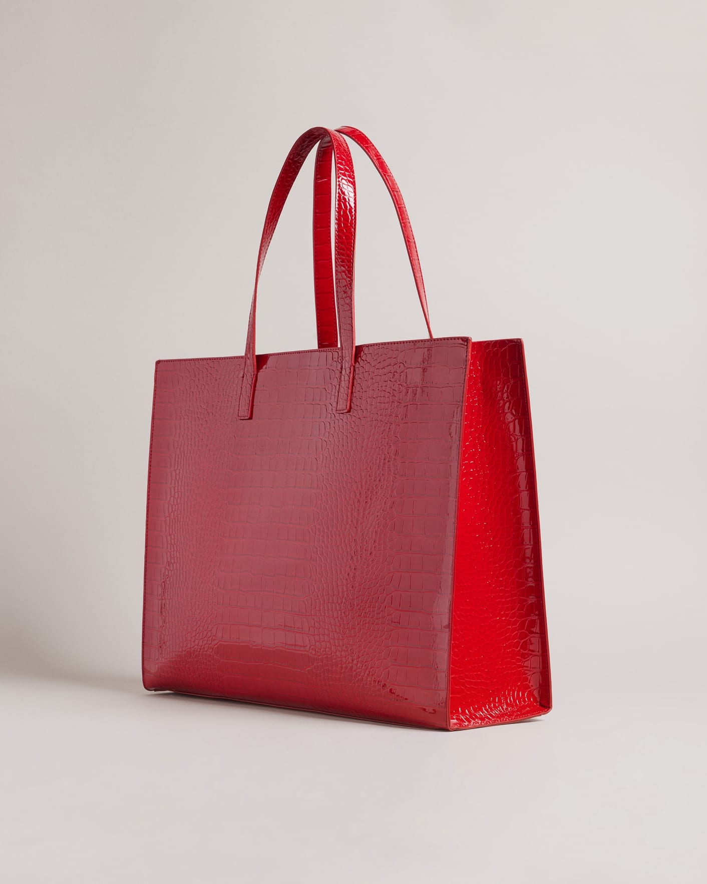 Women Red Mock Croc Icon Tote Bag