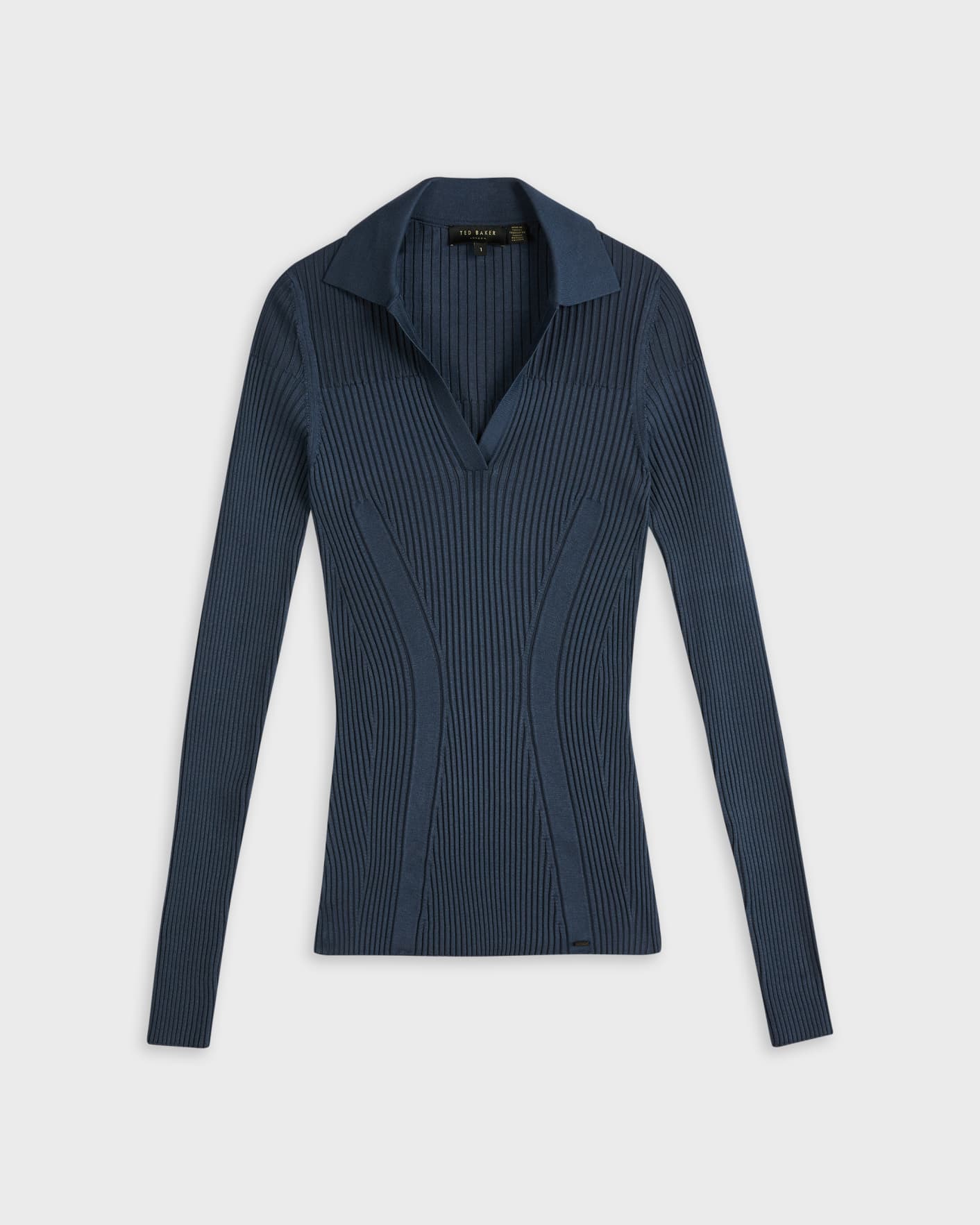Midnight Ribbed long sleeved polo knit Ted Baker