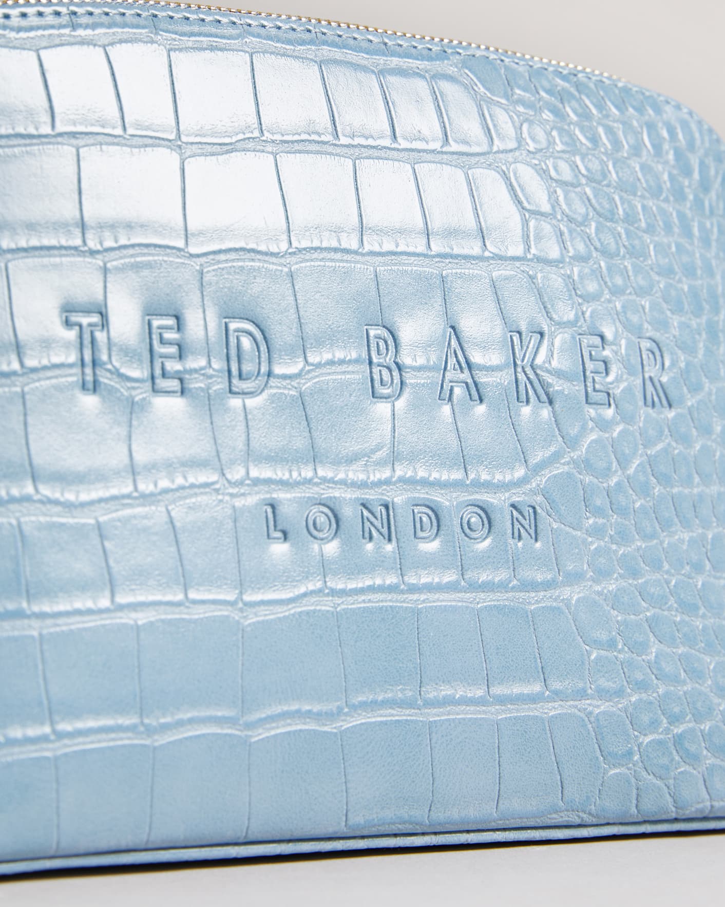 Pale Blue Croc Detail Debossed Makeup Bag Ted Baker
