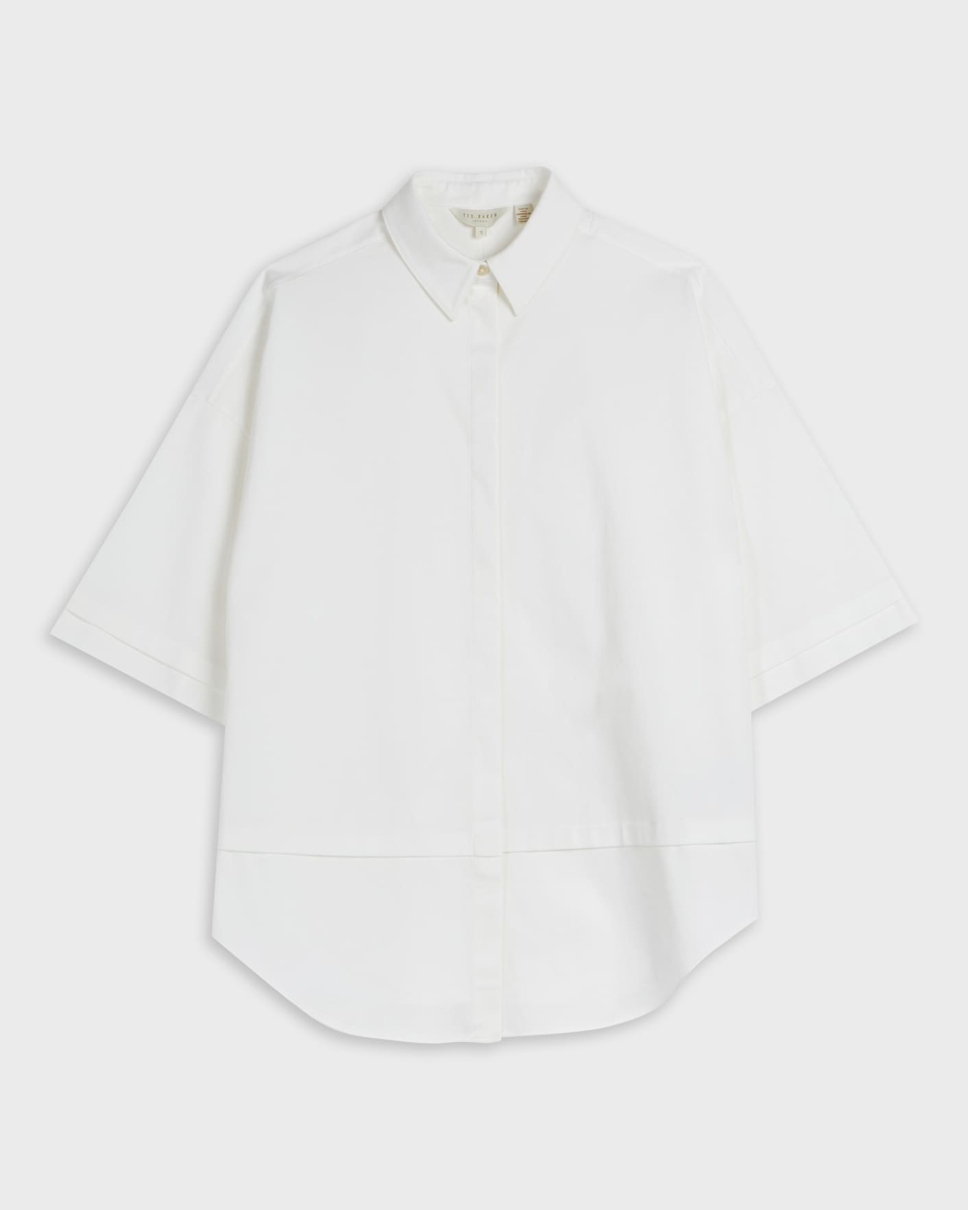 White Oversized 3/4 Length Sleeve Shirt Ted Baker