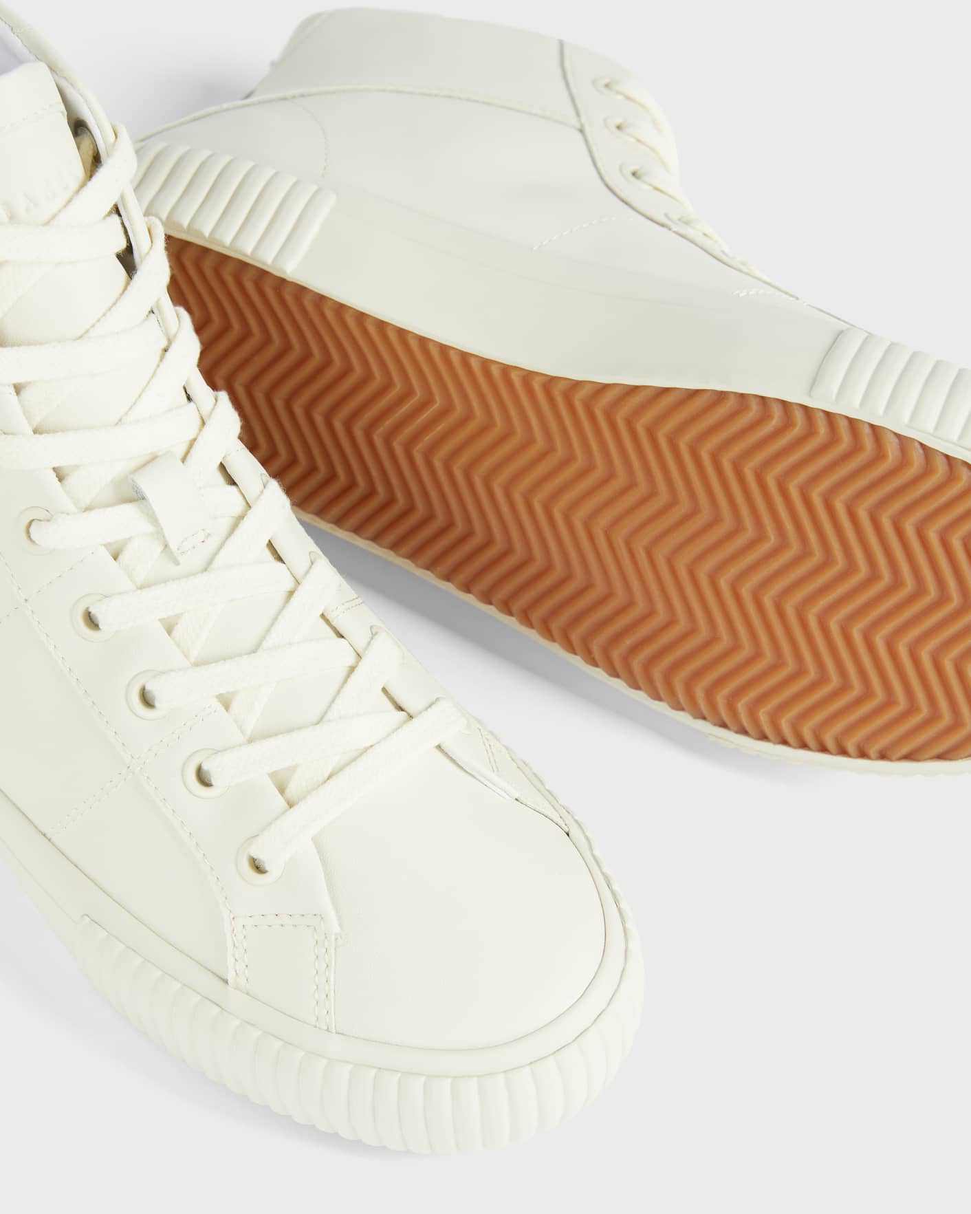 Ecru Leather Colour Drench High Top Vulc Trainer Ted Baker