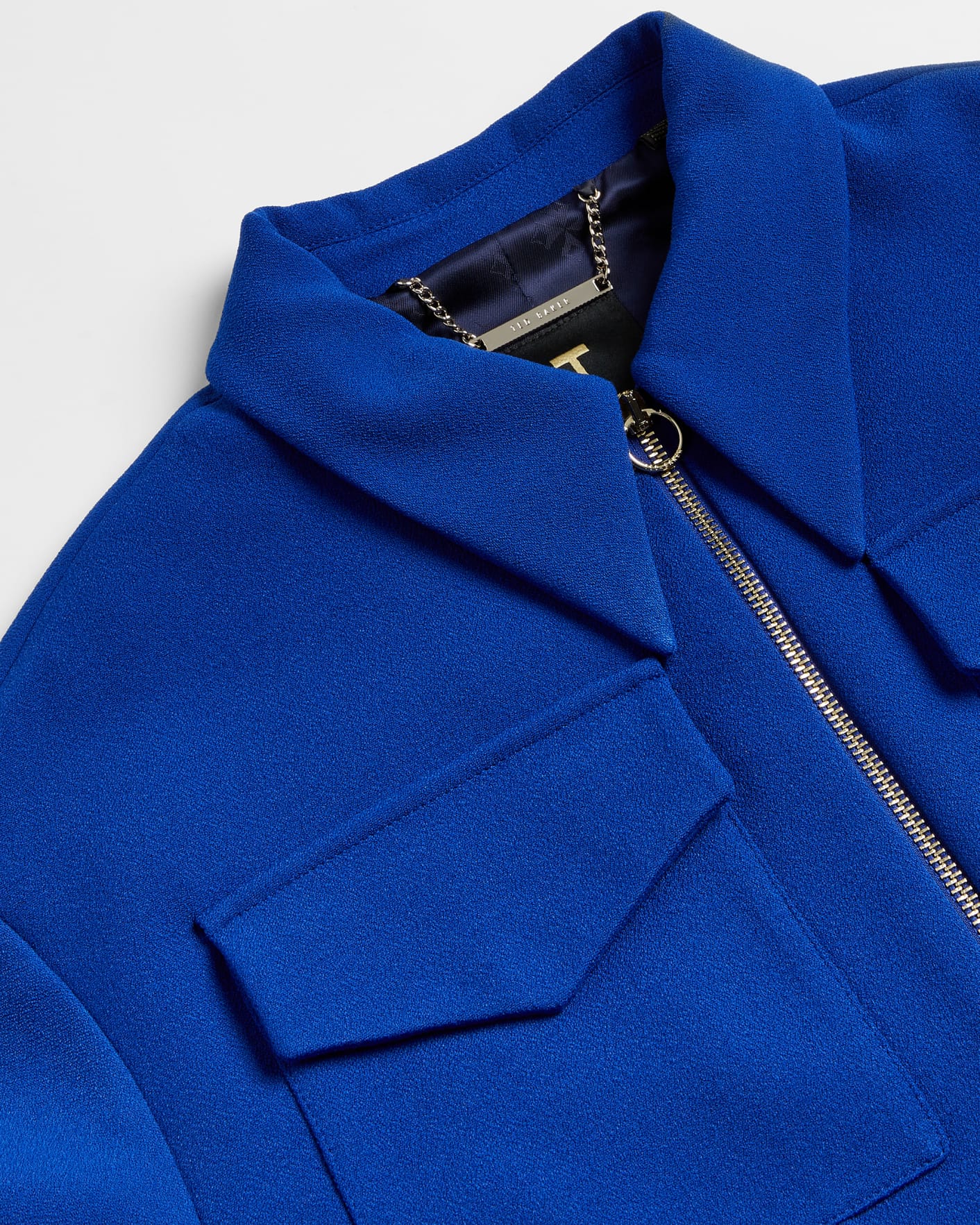 Blue Cropped Waffle Texture Jacket Ted Baker