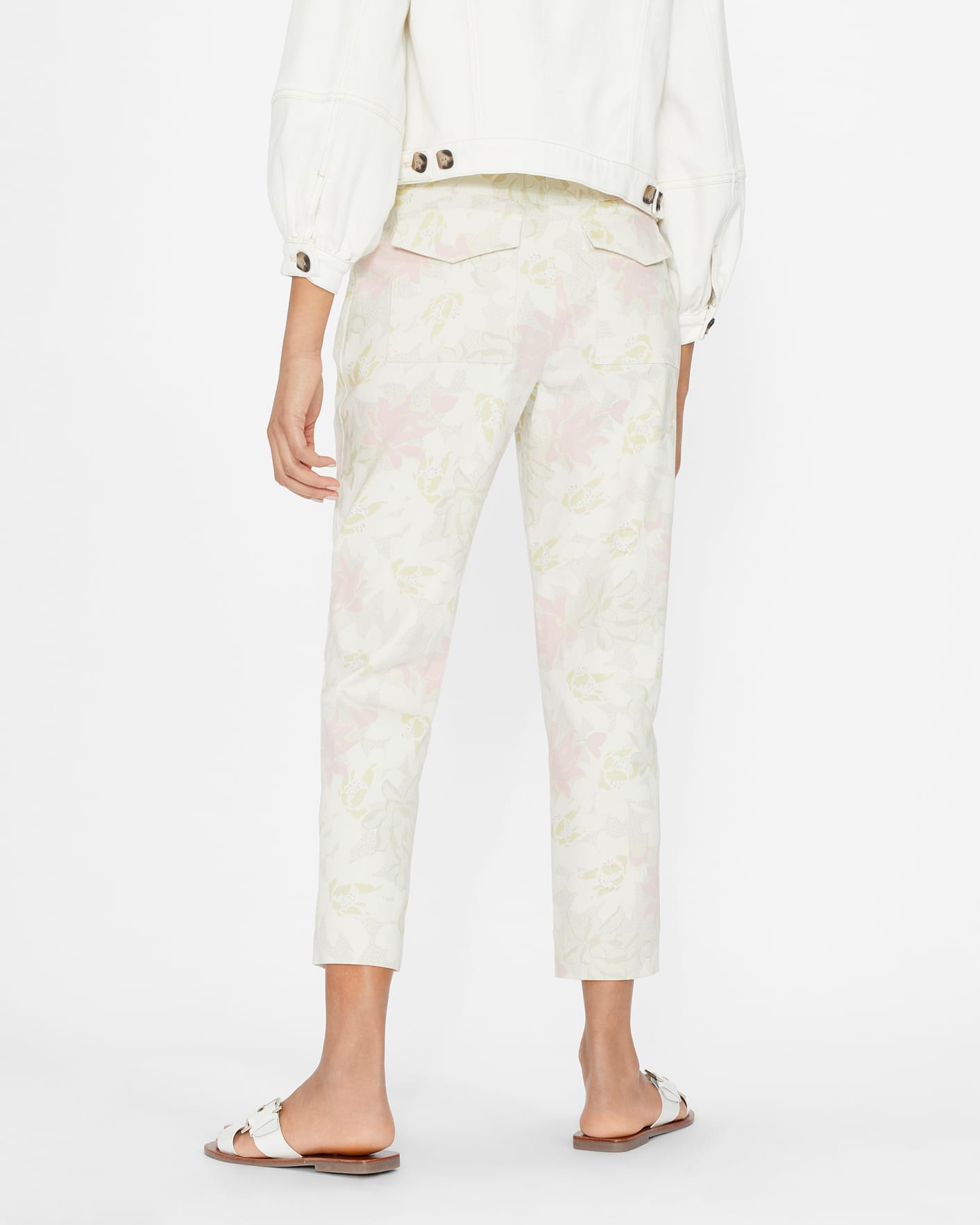 Ivory Tapered Trouser With Top Stitch Detail Ted Baker