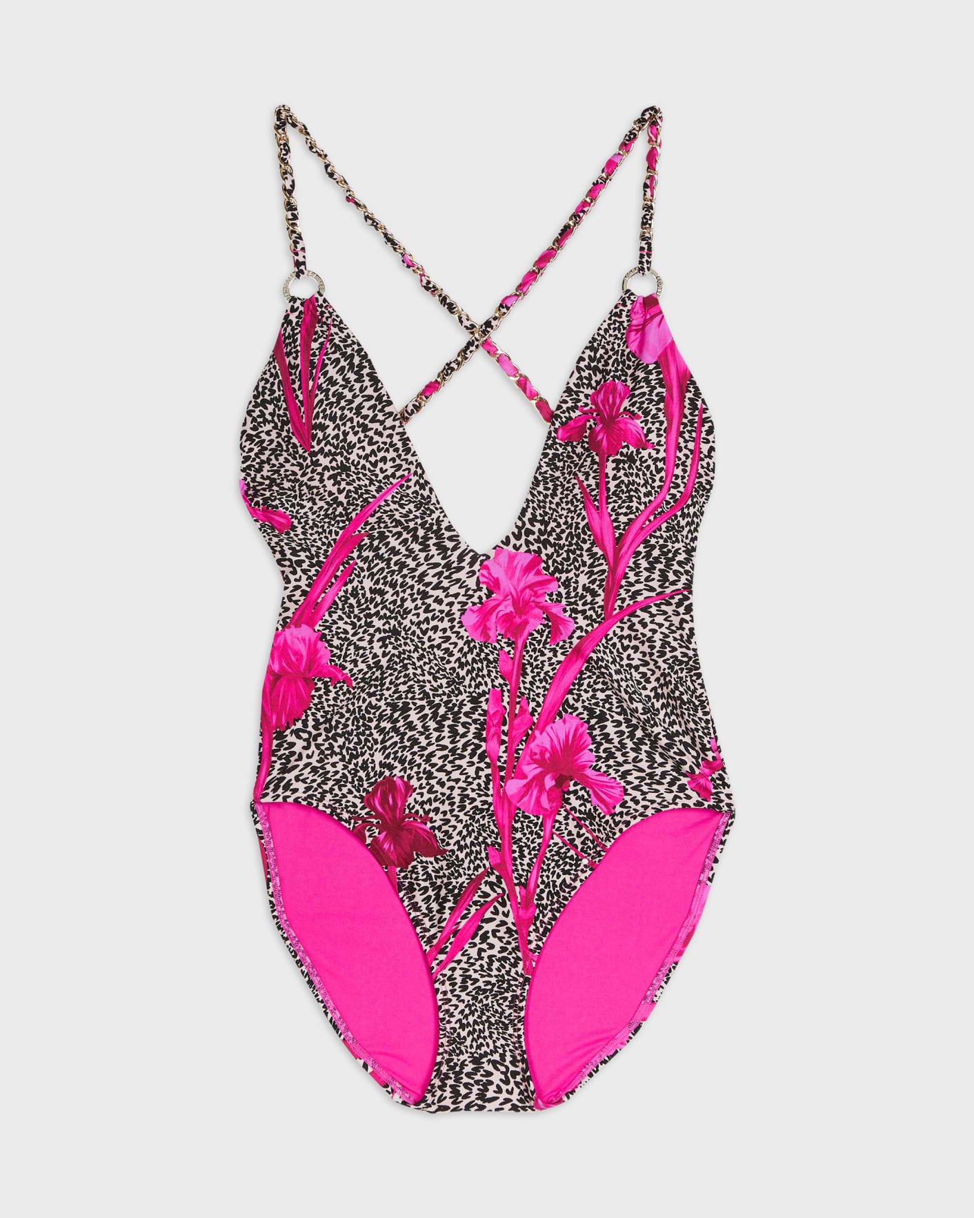 Deep-Pink Printed Chain Detail Swimsuit Ted Baker