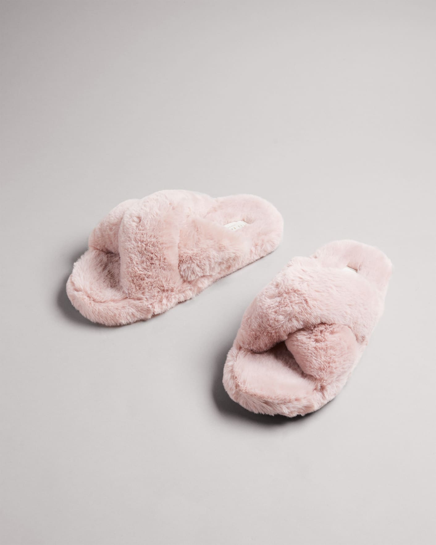 Dusky Pink Faux Fur Slippers Ted Baker