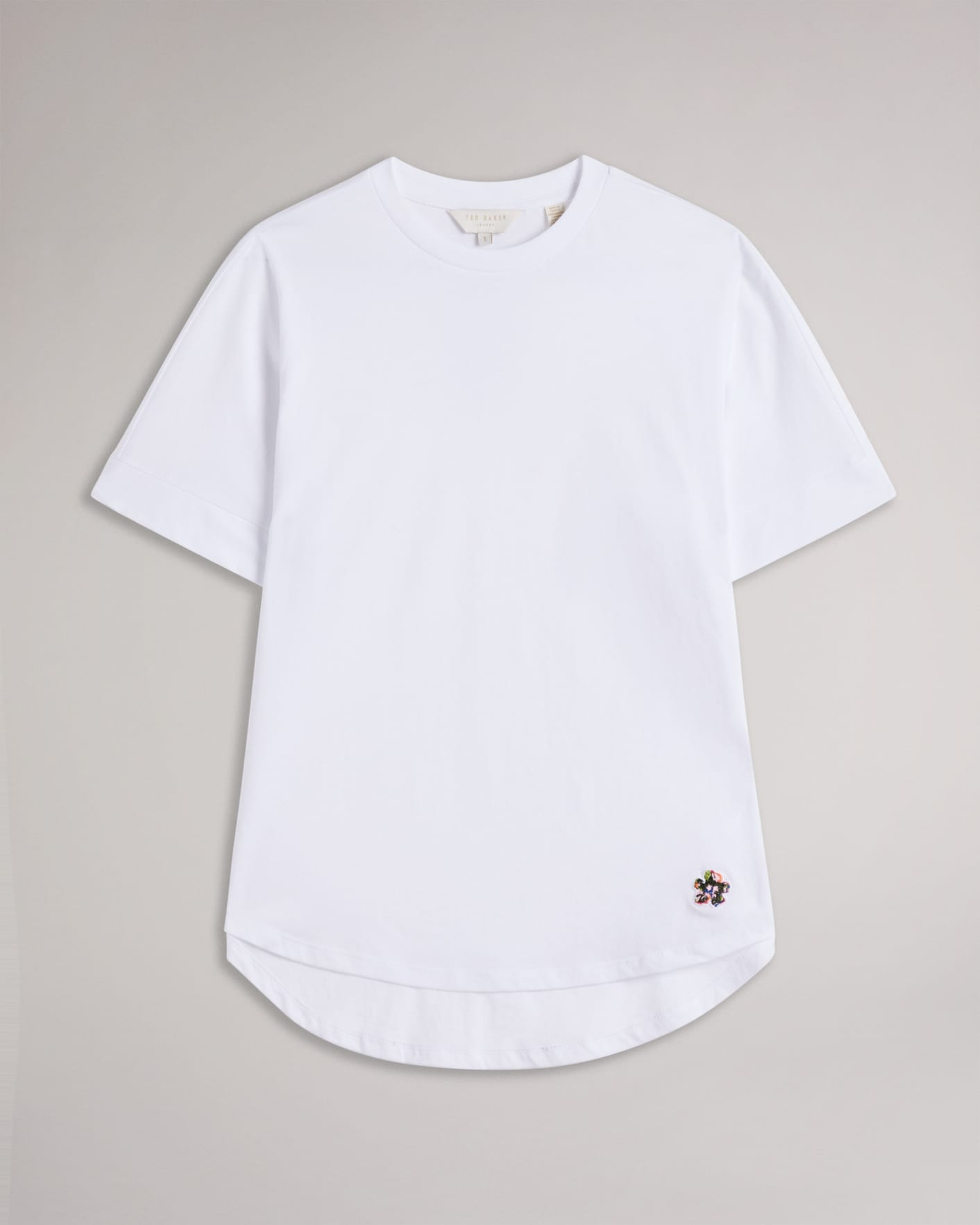 White Easy Fit Grown Up Sleeve Tee Ted Baker