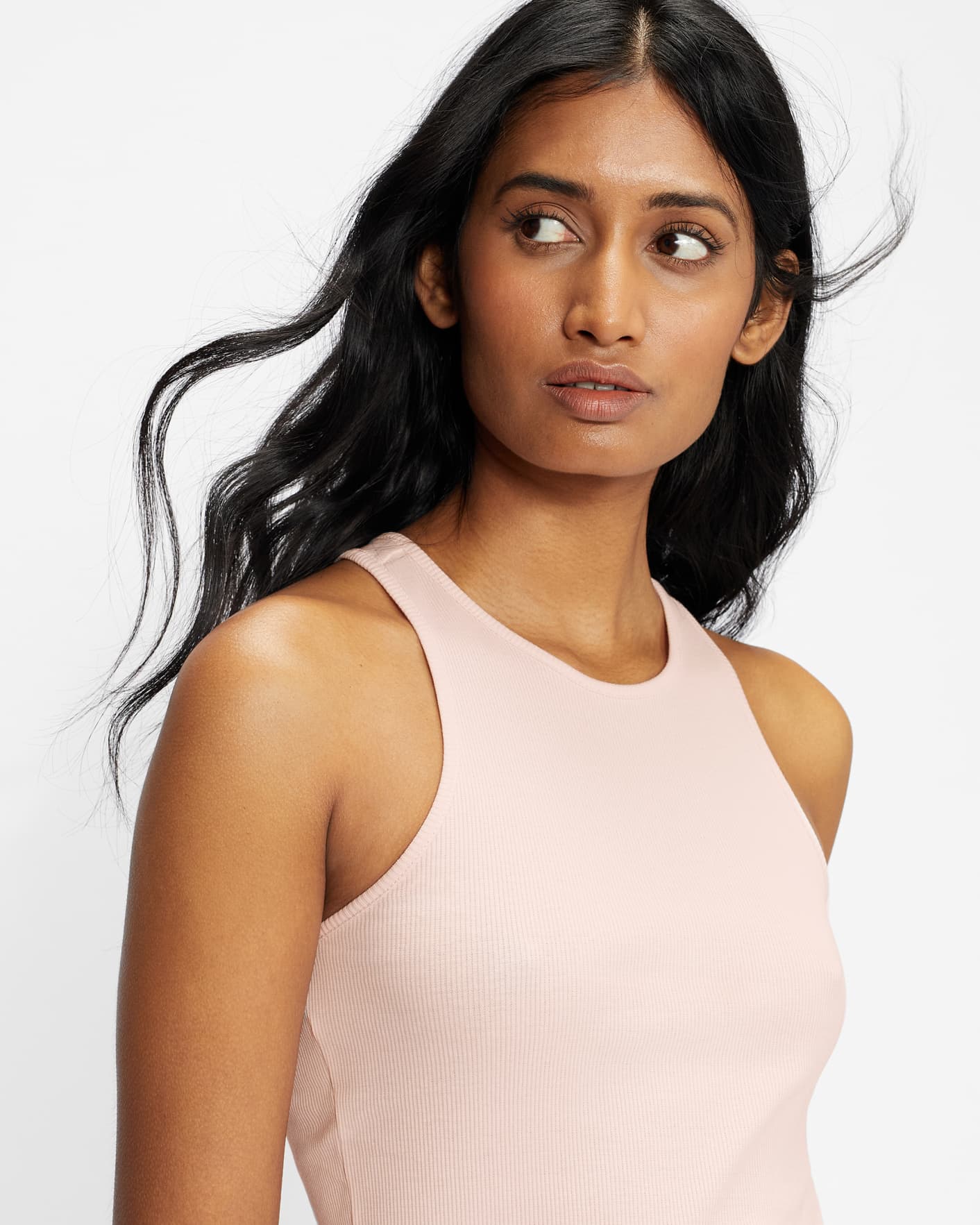 Pale Pink Ribbed Jersey Racer Tank Ted Baker