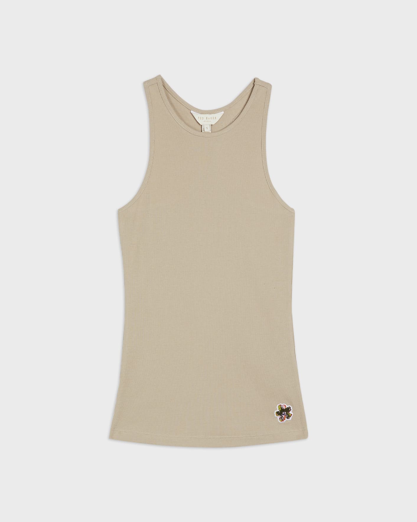Stone Ribbed Jersey Racer Tank Ted Baker