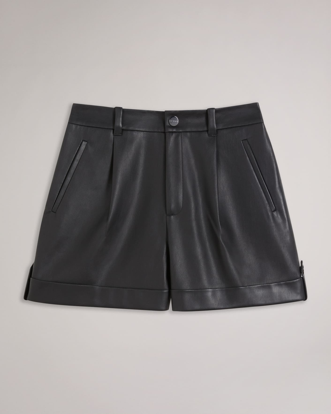 Black PU shorts with turn ups Ted Baker