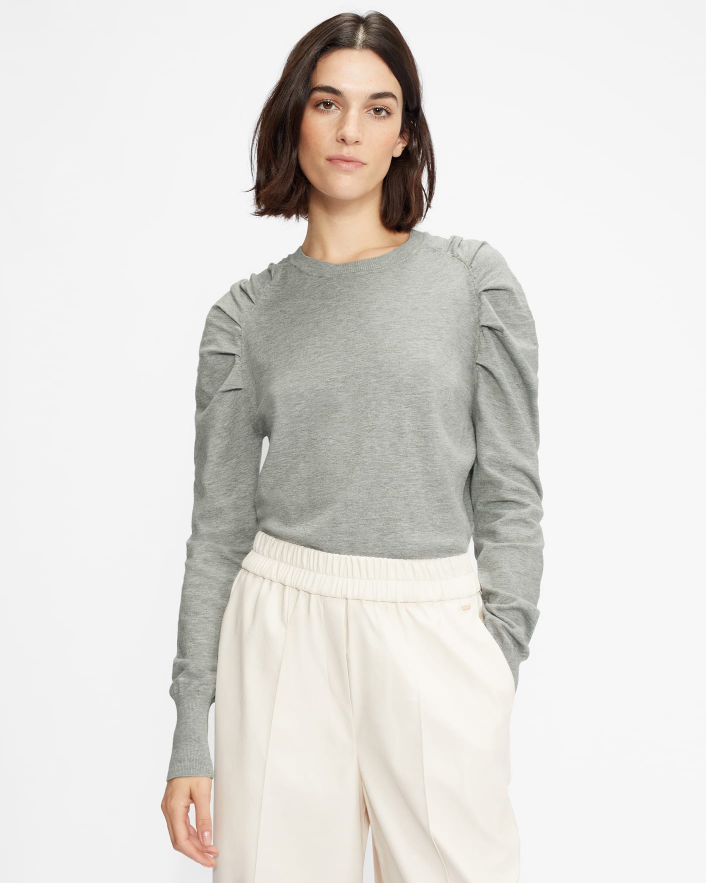 Damen Bekleidung Pullover und Strickwaren Sweatjacken Trendyol Puff Sleeve Blouse in Grau 