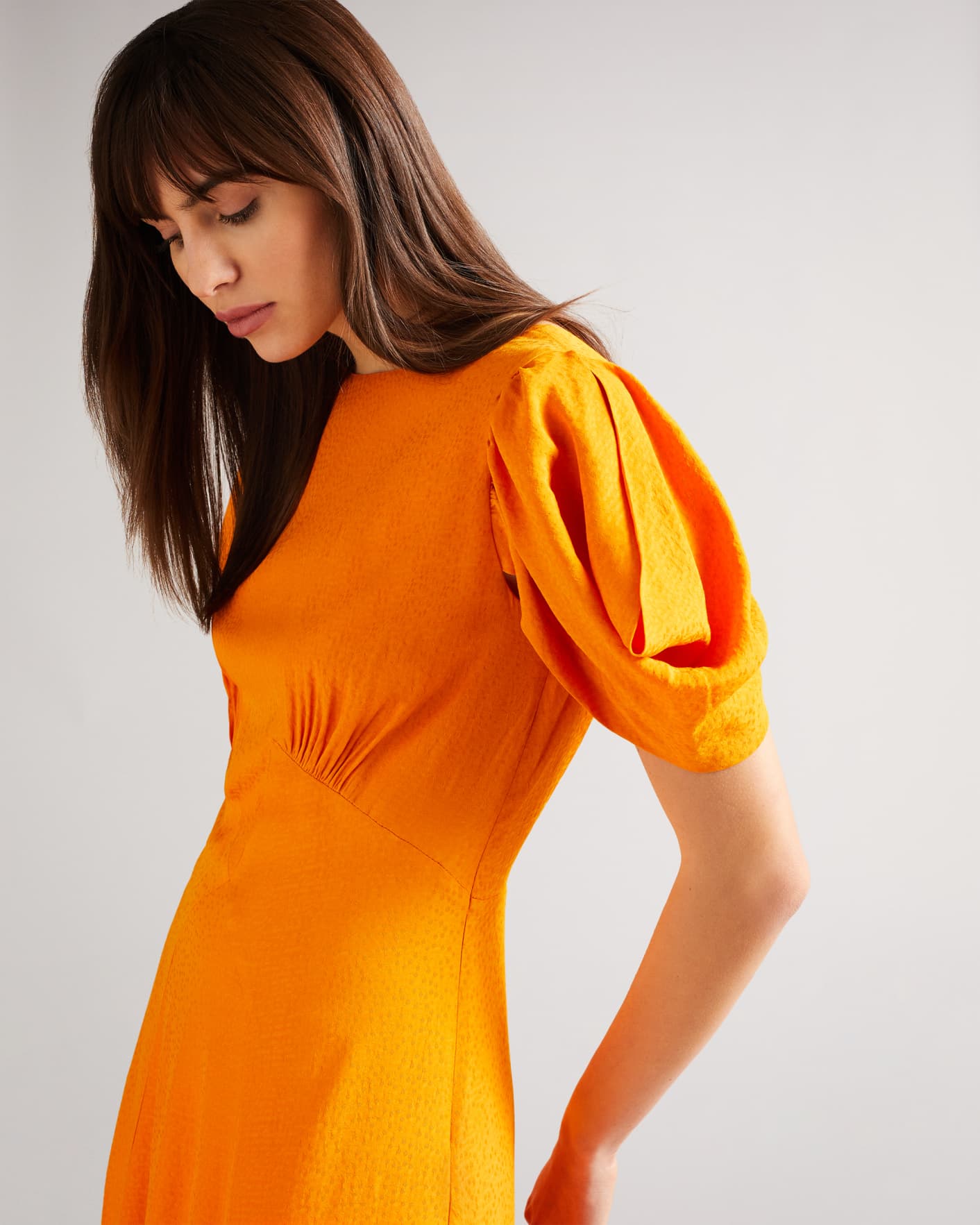 Dark Orange Panelled Midi Tea Dress Ted Baker