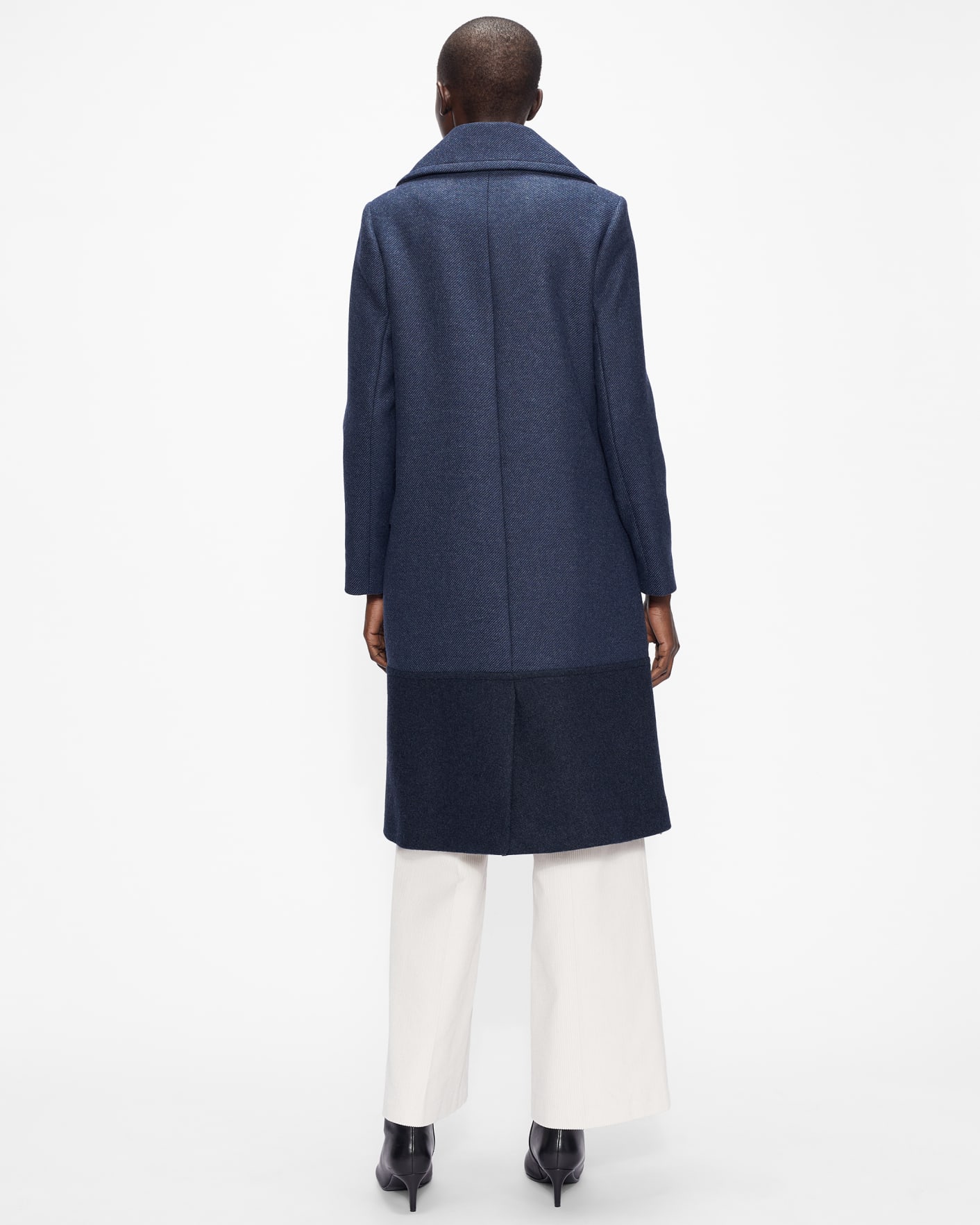 Dark Navy Long Pea Coat With Oversized Collar Ted Baker