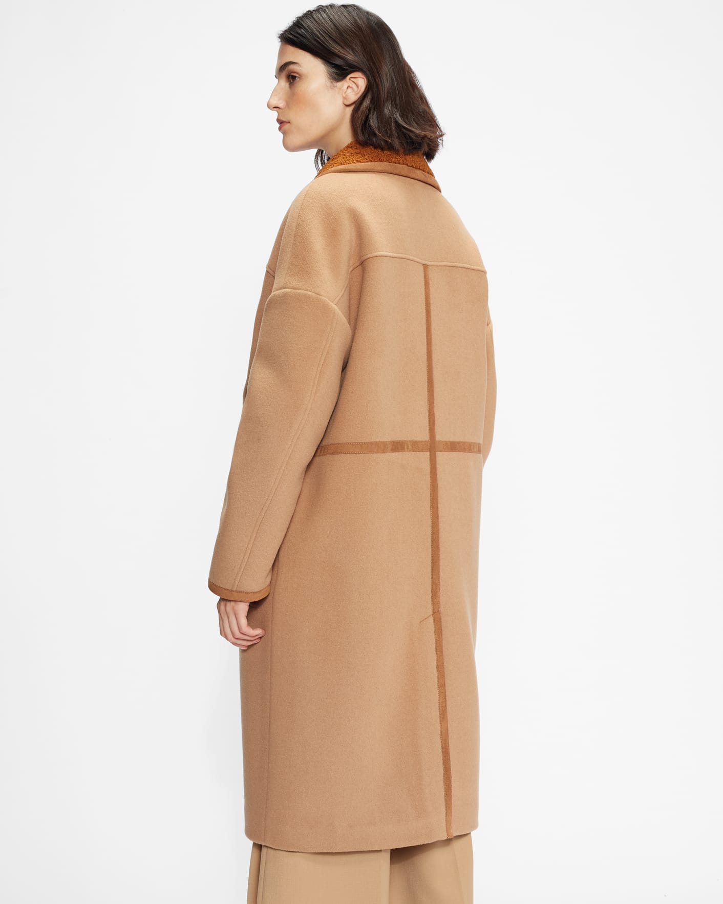 Camel Oversized Wool Cocoon Coat Ted Baker