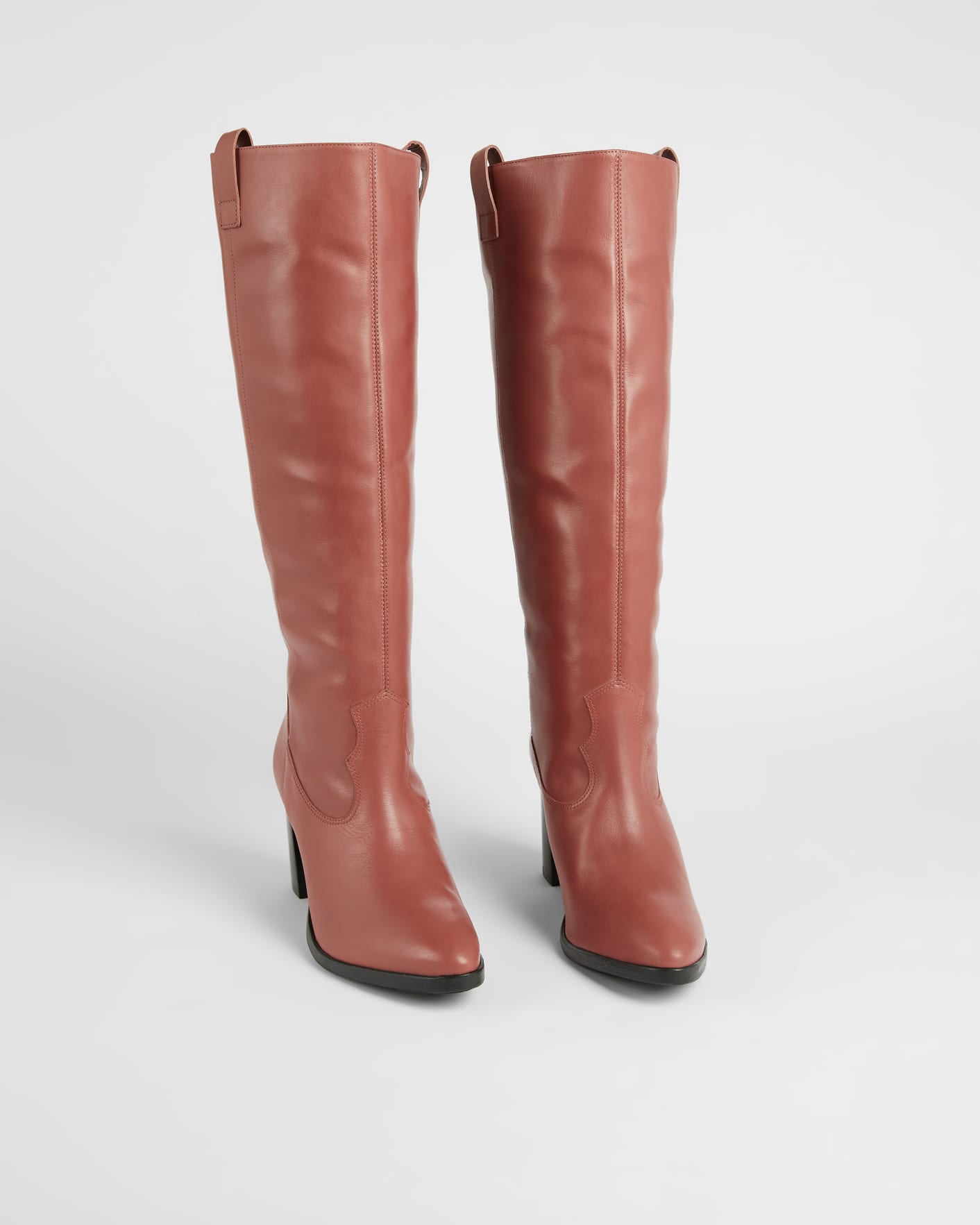 Pink Leather block heel knee-length boots Ted Baker