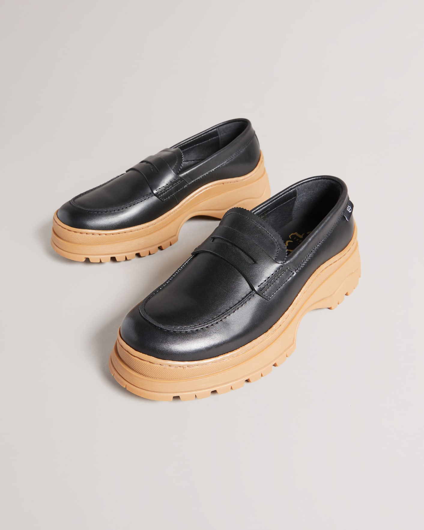 Black Leather Chunky Sole Loafer Ted Baker