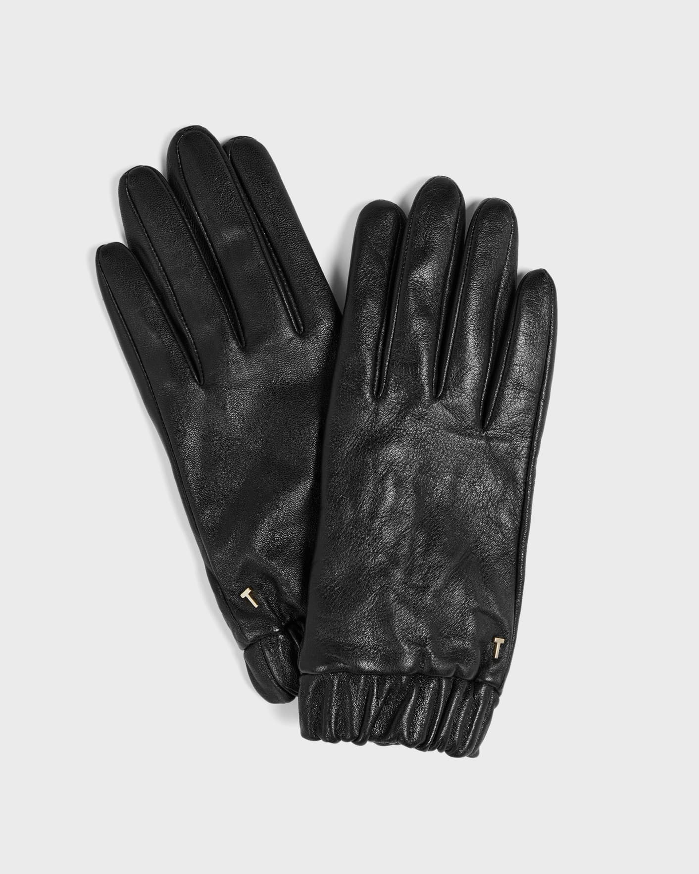Black Ruched cuff leather gloves Ted Baker