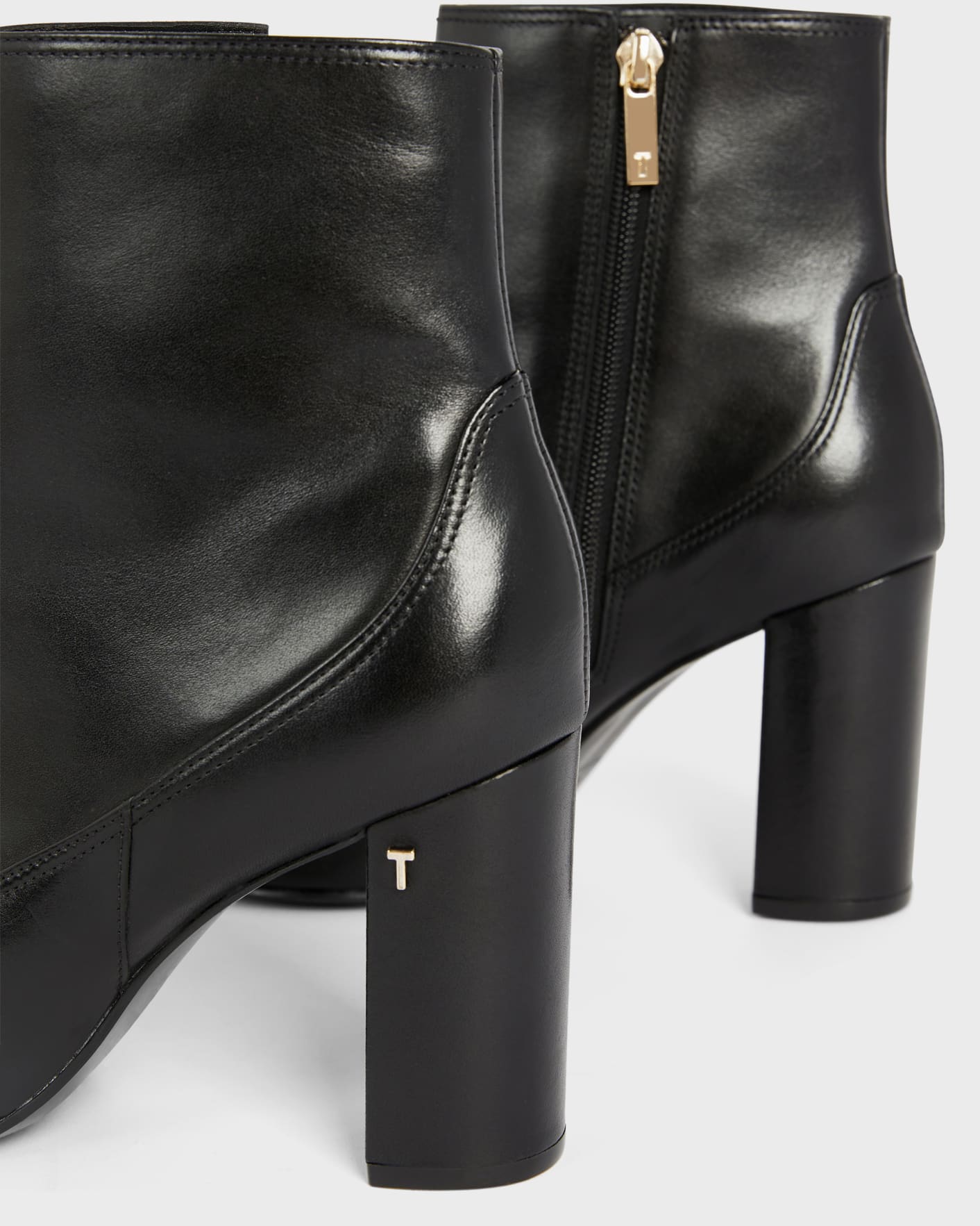 Black Leather Block Heel Ankle Boot Ted Baker