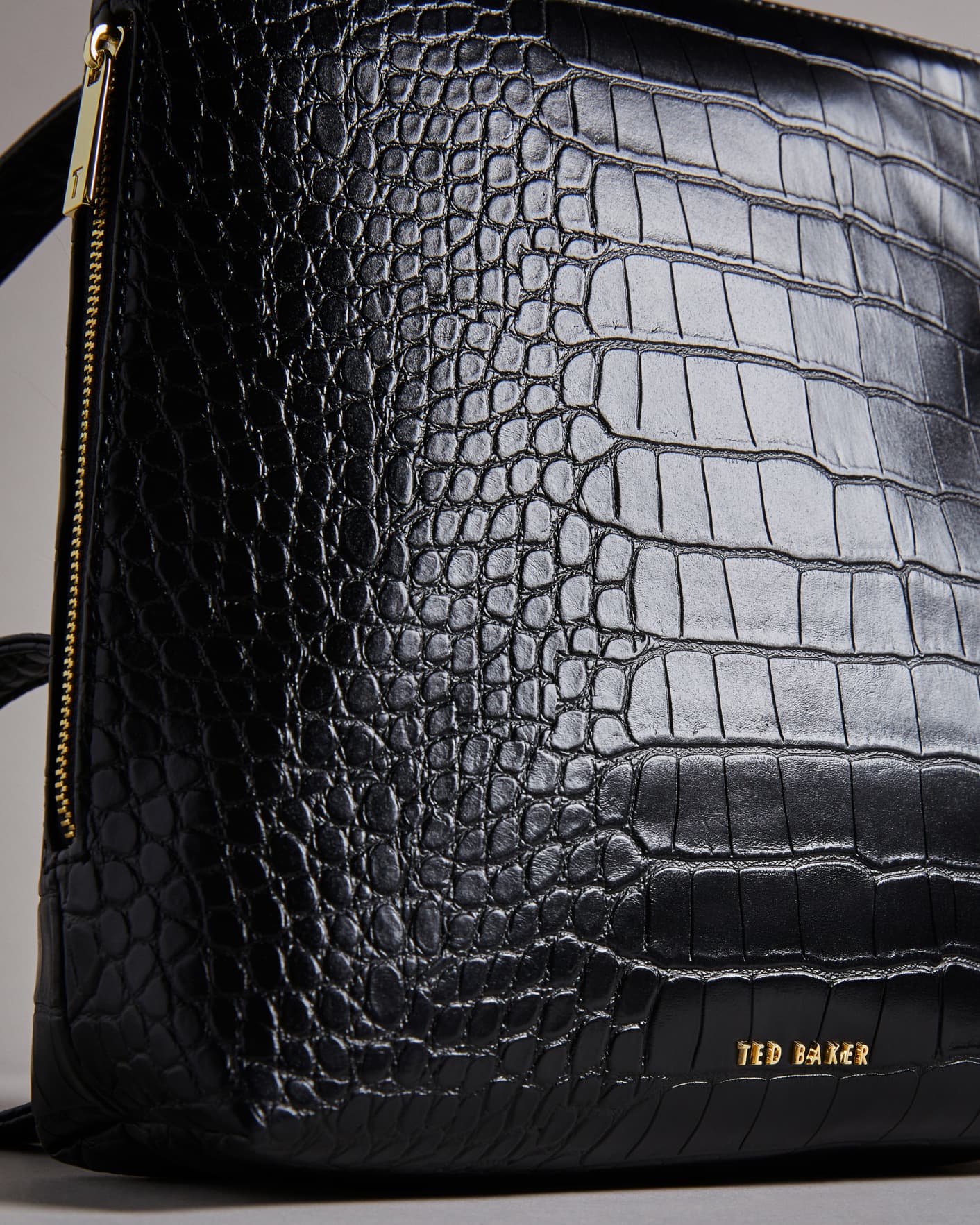 Black Mock-croc PU backpack Ted Baker