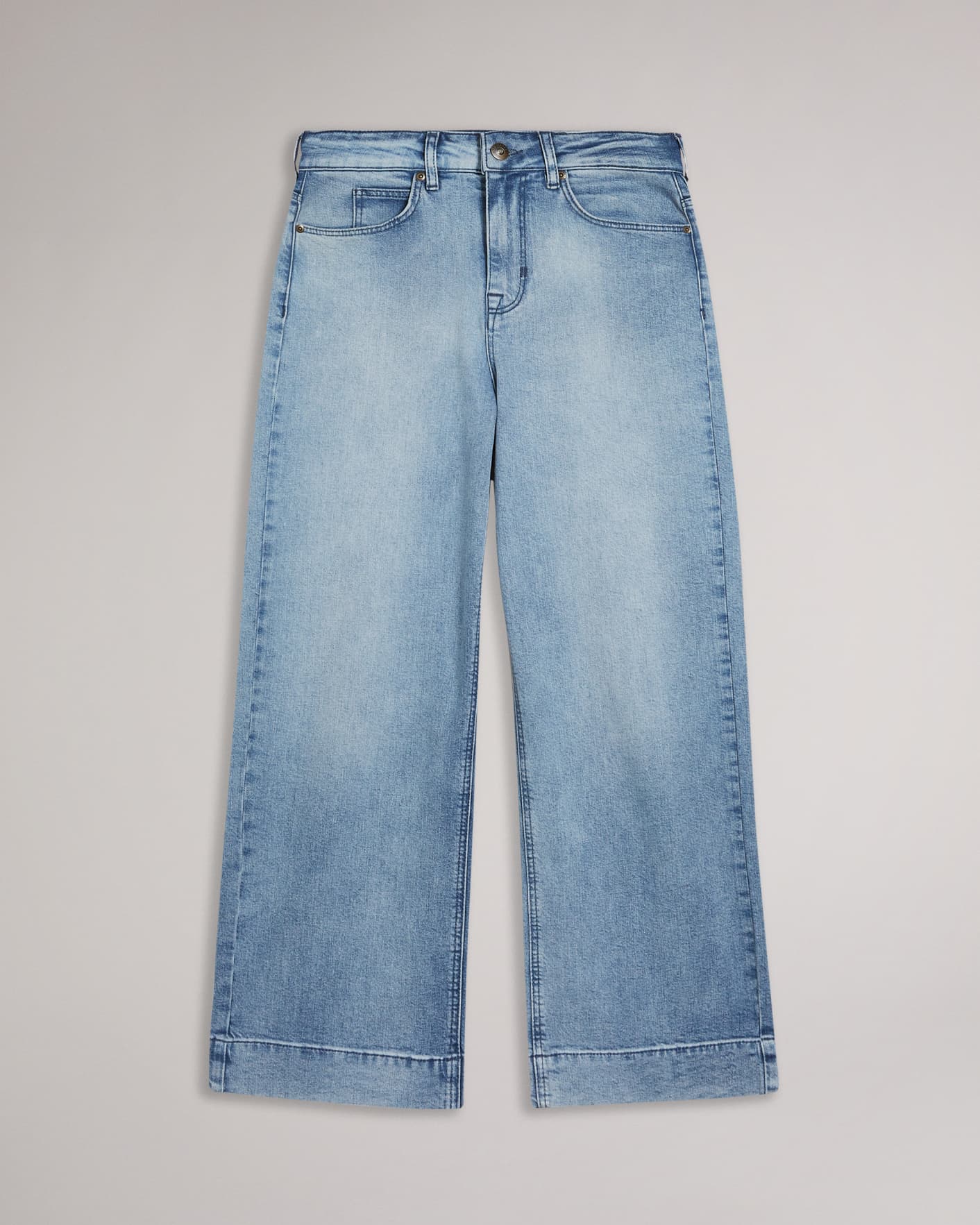 Light Wash Wide Leg Cropped Denim Jeans Ted Baker