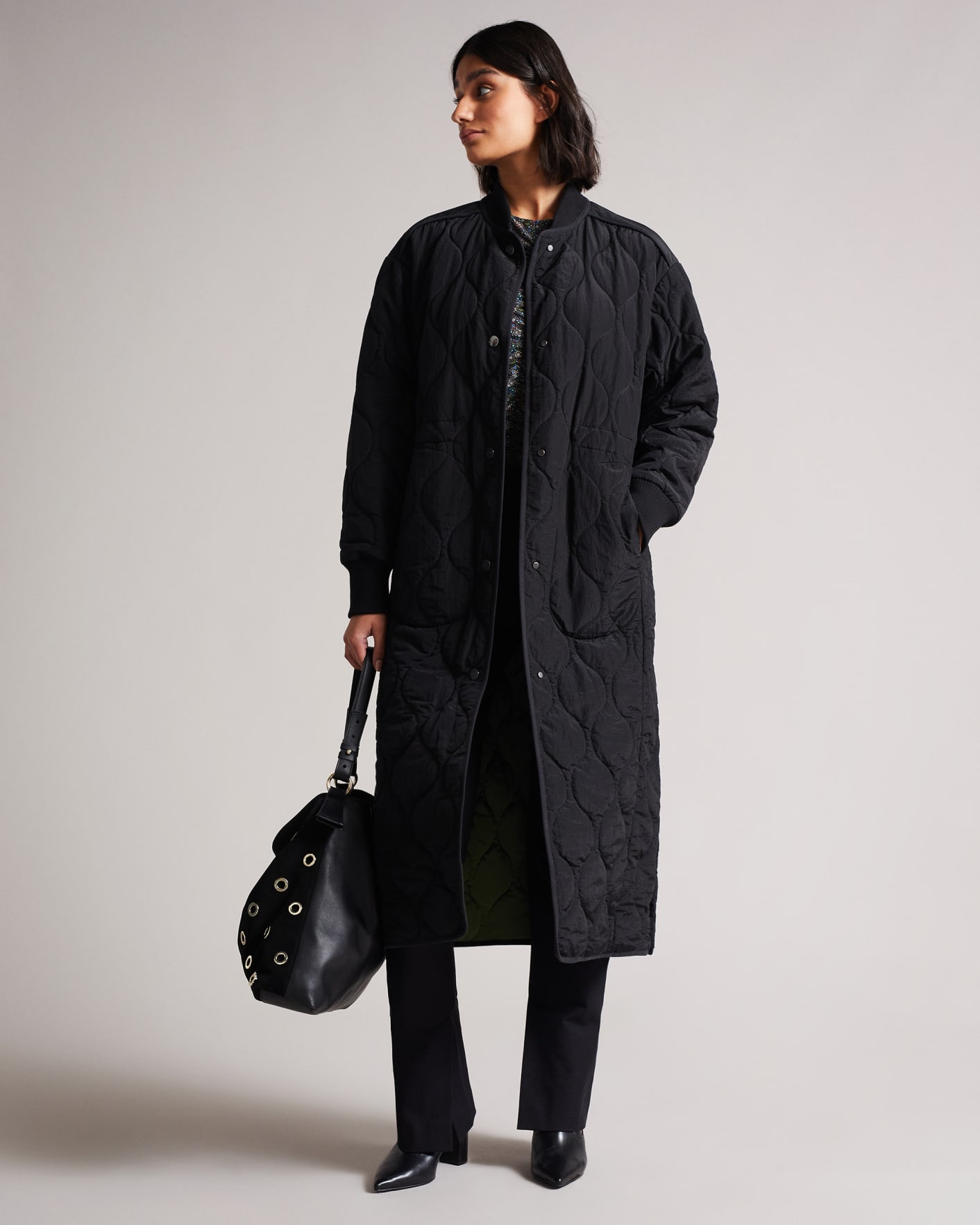 Black Long Quilted Coat Ted Baker