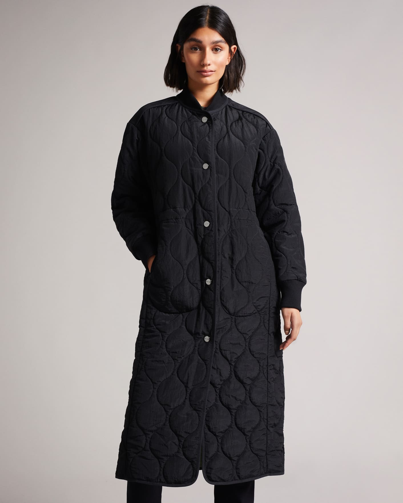 Black Long Quilted Coat Ted Baker