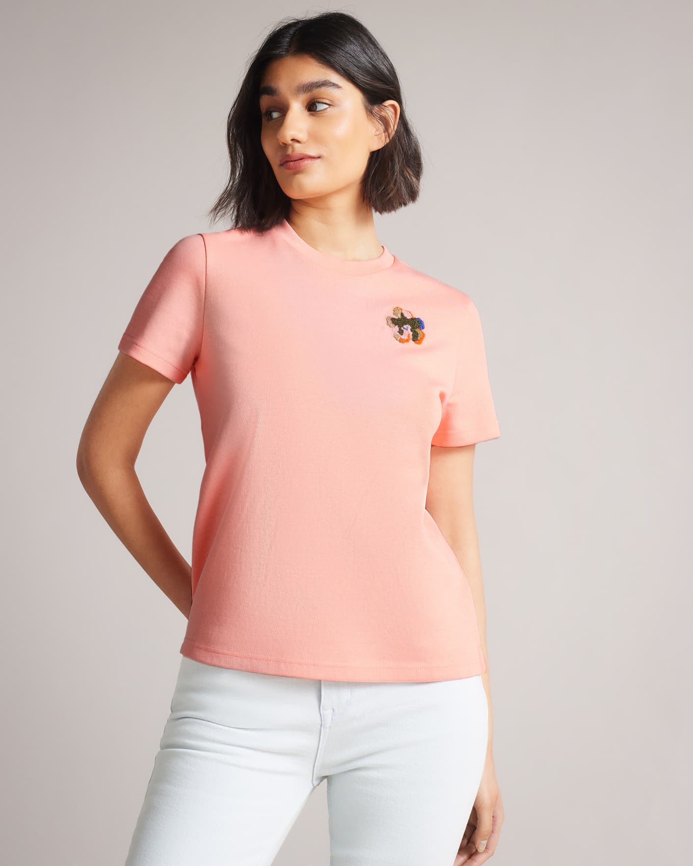 Pink Tee With Flower Detail Ted Baker