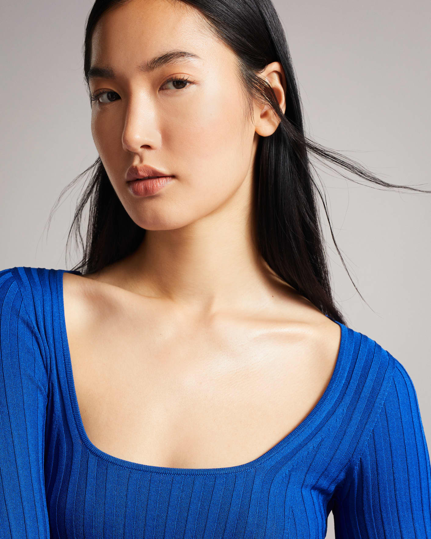 Bright Blue Open Back Detailed Knit Top Ted Baker